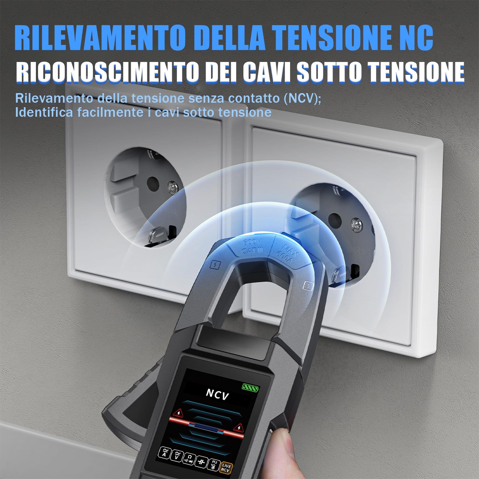 DMC-100 Pinza Amperometrica Professionale Multimetro Digitale,10000 Conteggi Voltmetro,Doppio chip,1500mAh Ricaricabile,Schermo TFT da 2,0″,Tensione,Corrente,Resistenza,Diodi,Temperatura,NCV,Capacità