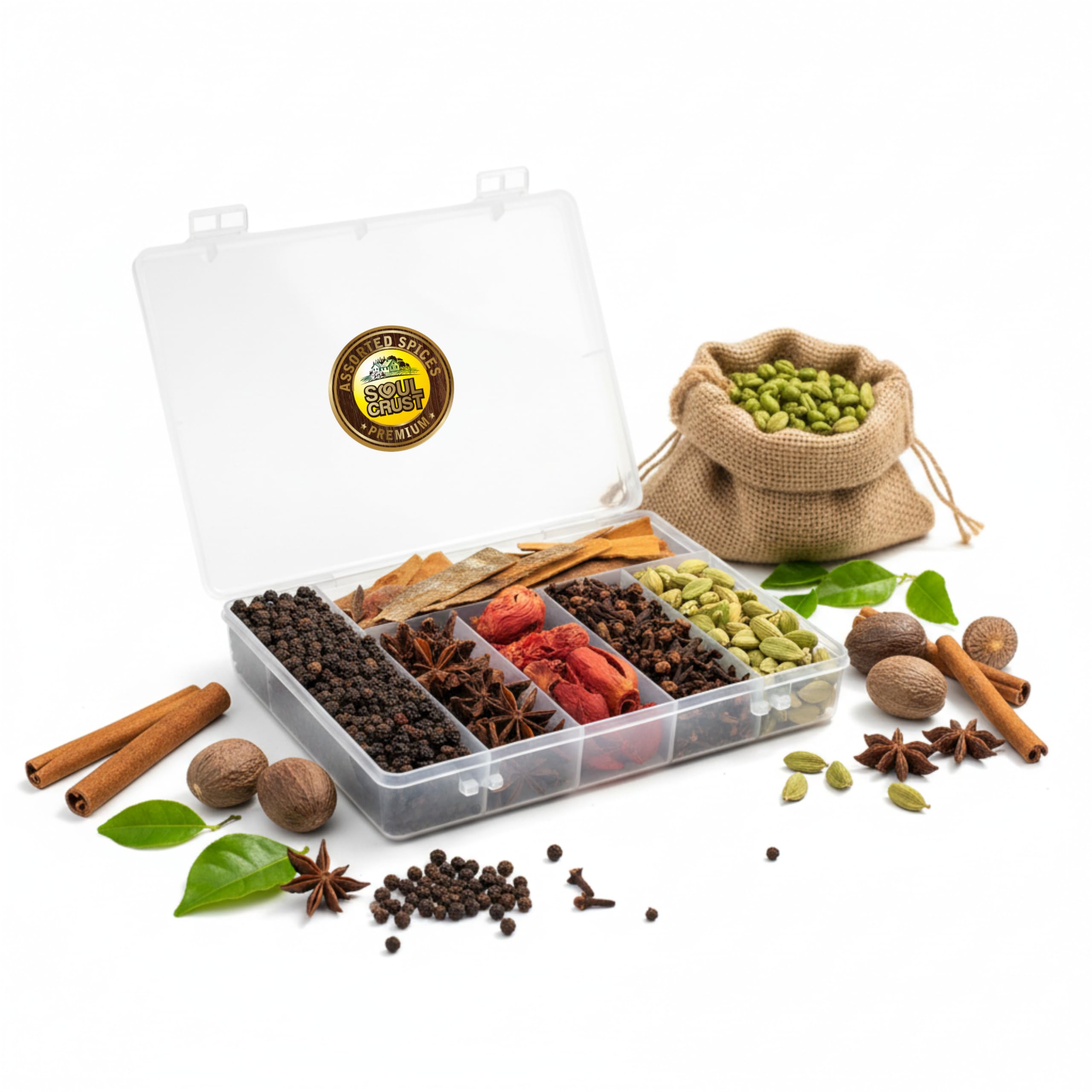 Soul Crust Whole Spices Gift Box 230g | 6-in-1 Kerala Spice Set