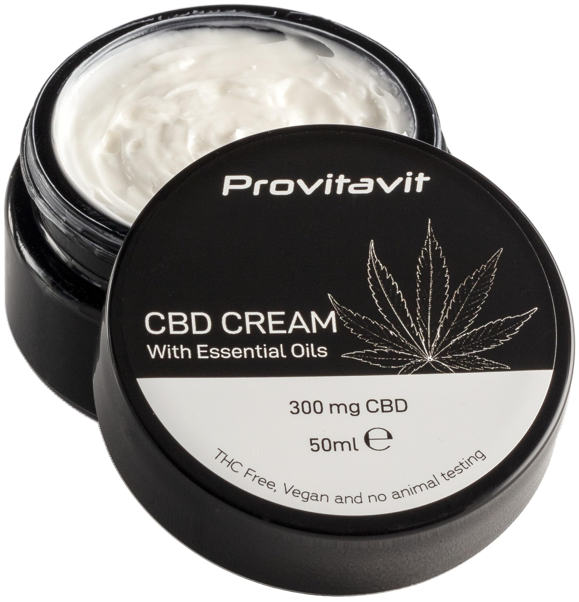 CBD Cream - 300 mg CBD per 50 ml - with CBD and Essential Oils - Ease and Soothe Tired and Aching Muscles and Joints - Moisturises Skin - NO THC