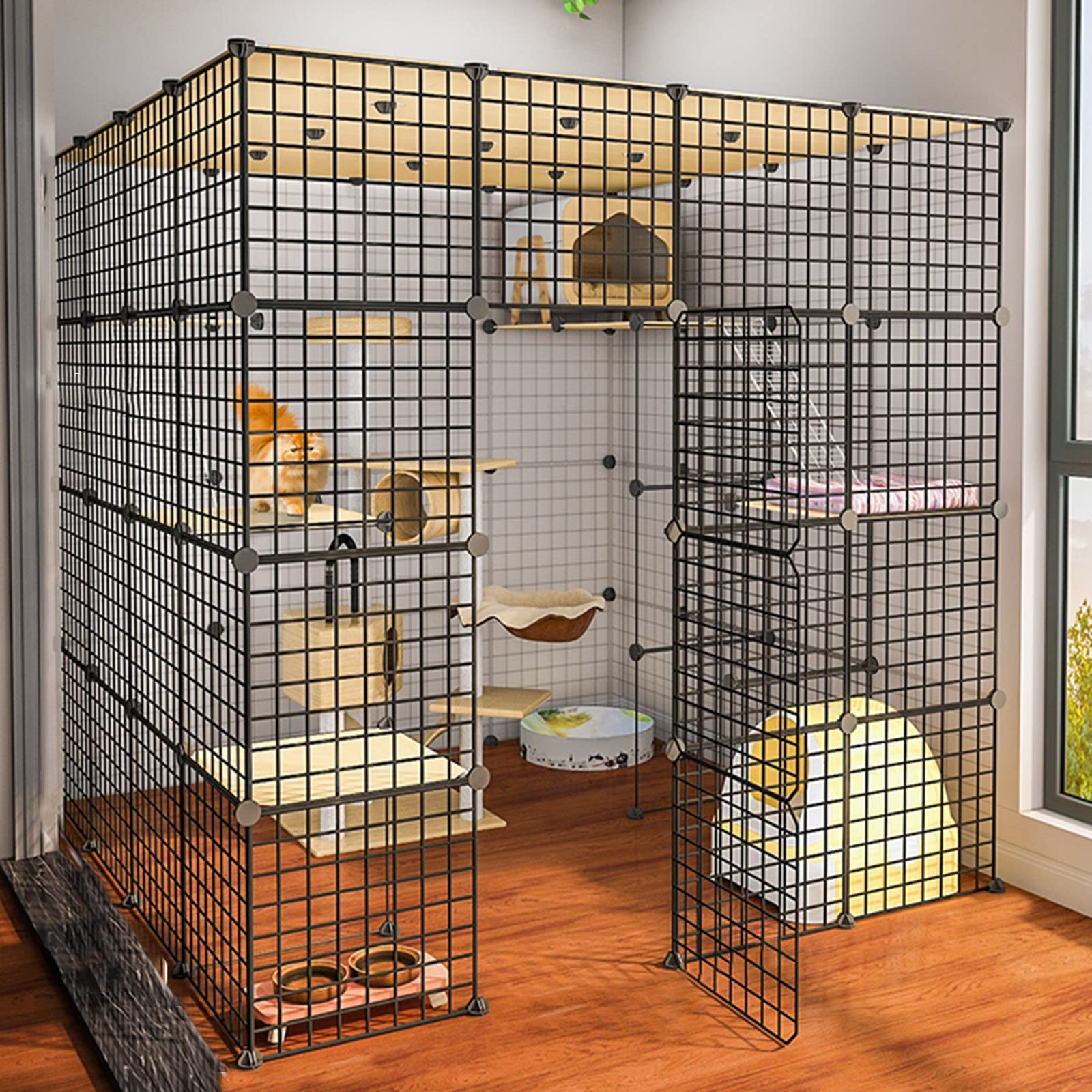 Jaulas para gatos de interior grande, jaula para gatos, parque infantil para mascotas, parque para perros, perreras para gatos de interior, recinto de metal, red para ejercicio, valla para patio, jaul
