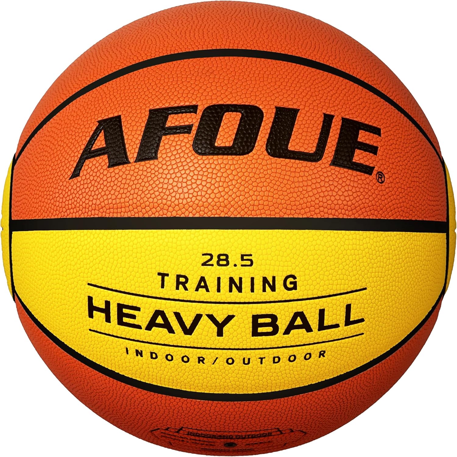 2.2LBS 1.0kg Heavy Training Basketball, 28.5" Size 6 Quality PU Leather Construction Orange Yellow Fashionable Color, Indoor Outdoor Improving Strength Handling Dribbling Shooting (Deflated)