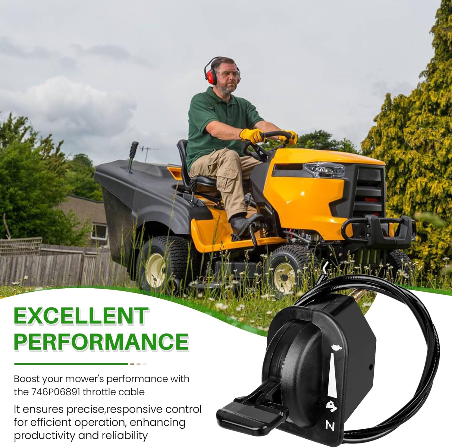 746P06891 Throttle Cable for Cub Cadet ZT1-42 ZT1-46 ZT1-50 ZT1-54 ZT2-60 ZTS1-42 ZTS1-46 ZTS1-50 ZTS2-50 ZTS2-54 ZTS2-60 KH FAB Lawn Mover Engine, 51" Lawn Mower Throttle Control Cable 746-06891