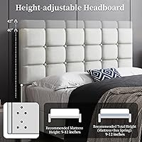 Vista 5 de Yaheetech Marco de Cama Tapizado, Plataforma de Cama Full Moderna con Cabecera de Costura Cuadrada y Capitoné con Botones, Altura Ajustable, Soporte