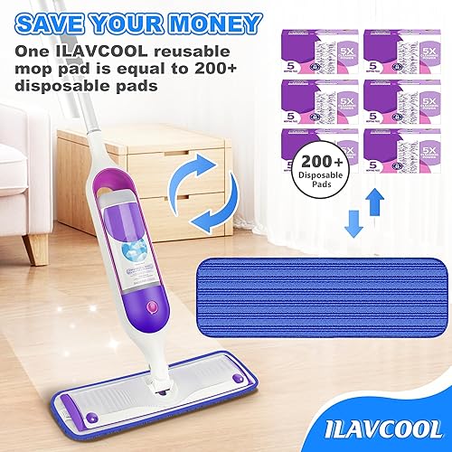 Miniatura 3 de Paquete de 6 almohadillas reutilizables para trapeador Swiffer PowerMop, almohadillas de repuesto para mopa eléctrica de 13 a 15 pulgadas,