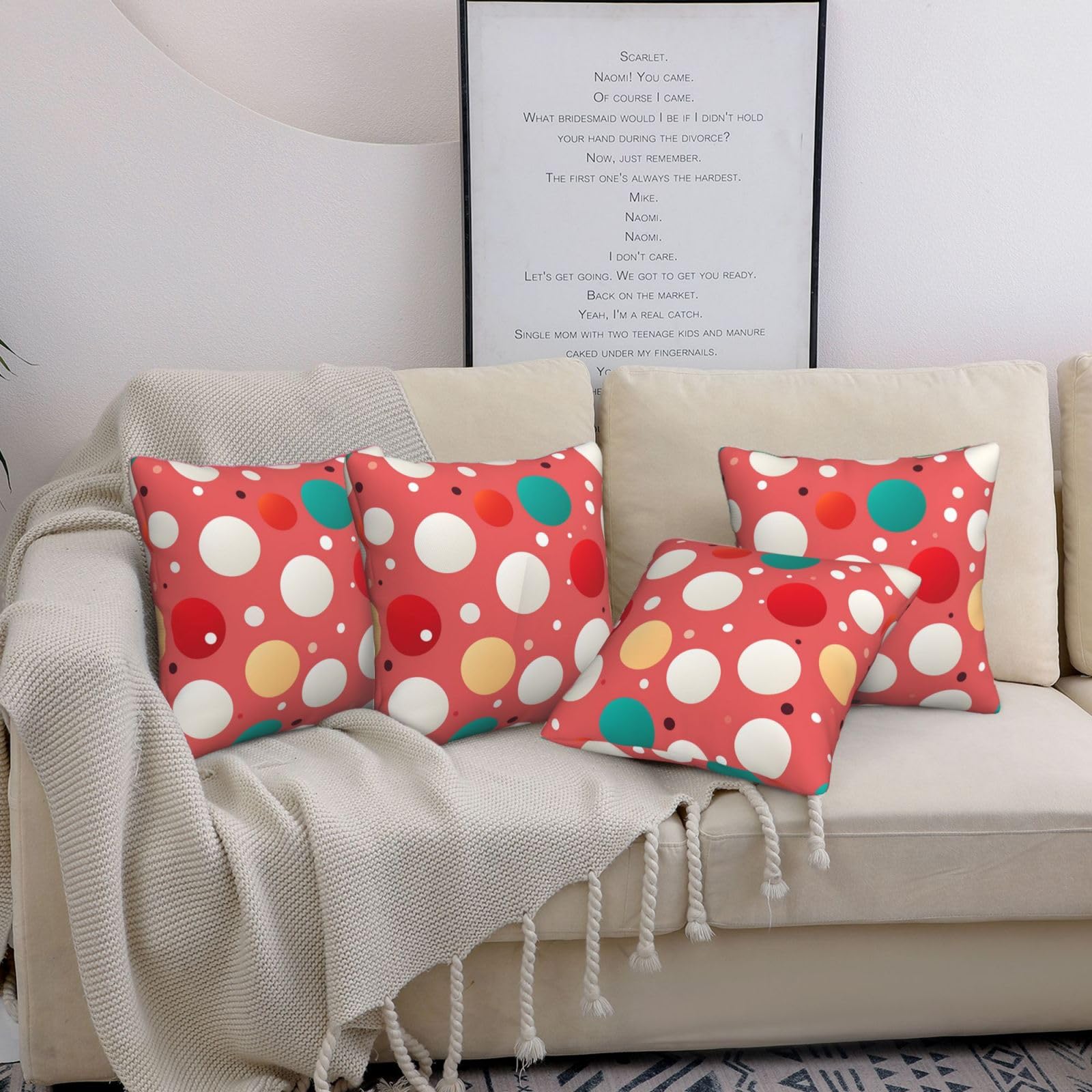 Housses de coussin 50x50 cm à pois lot de 4 carrées modernes pour déco canapé salon