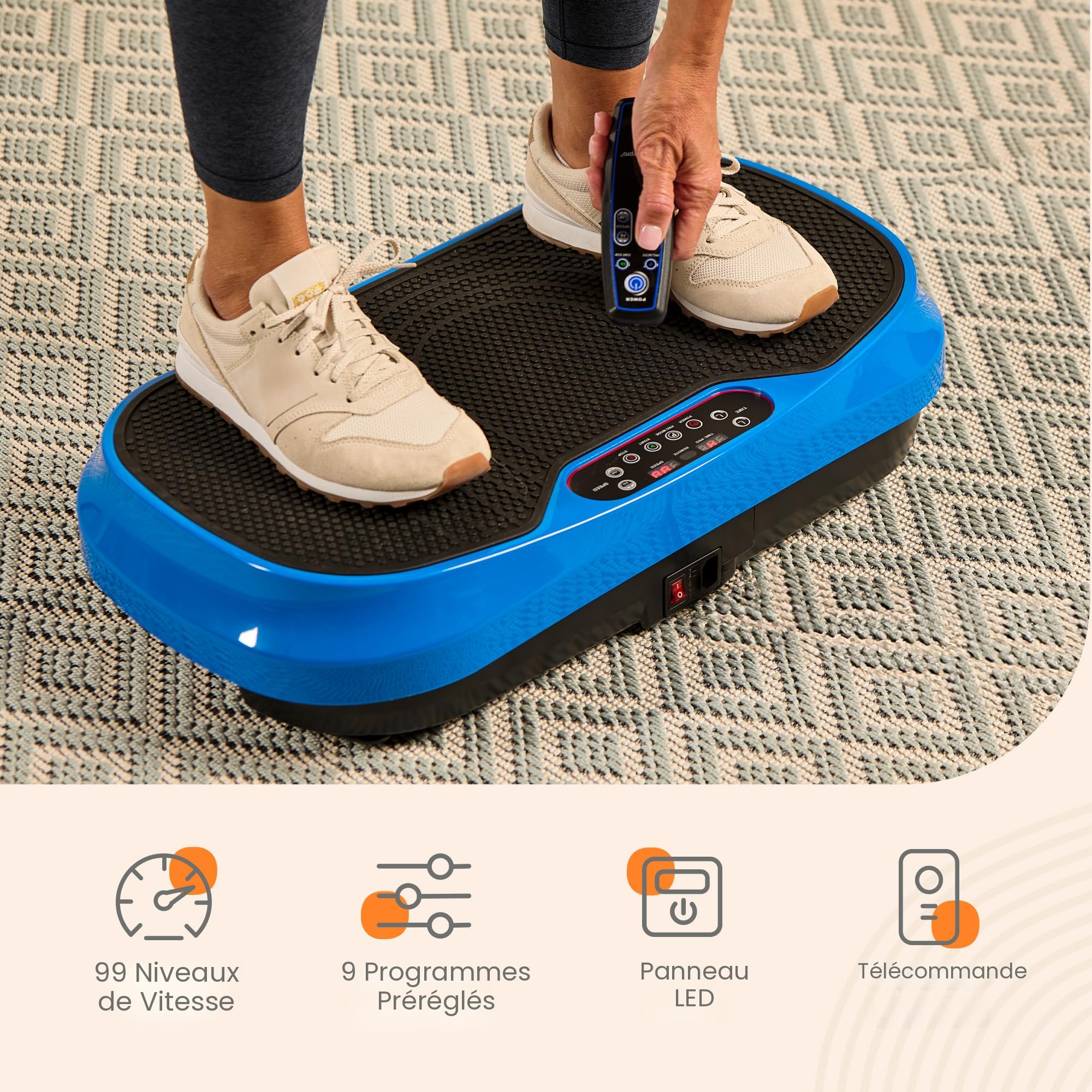 UPGO Vibration Machine d'Exercice à Plaque Vibrante, Plateforme pour Tout le Corps avec 2 Bandes de Résistance