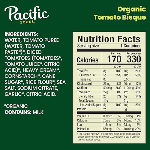 Miniatura 2 de Pacific Foods Bisque de tomate orgánico, lata de sopa vegetariana de 16.3 onzas