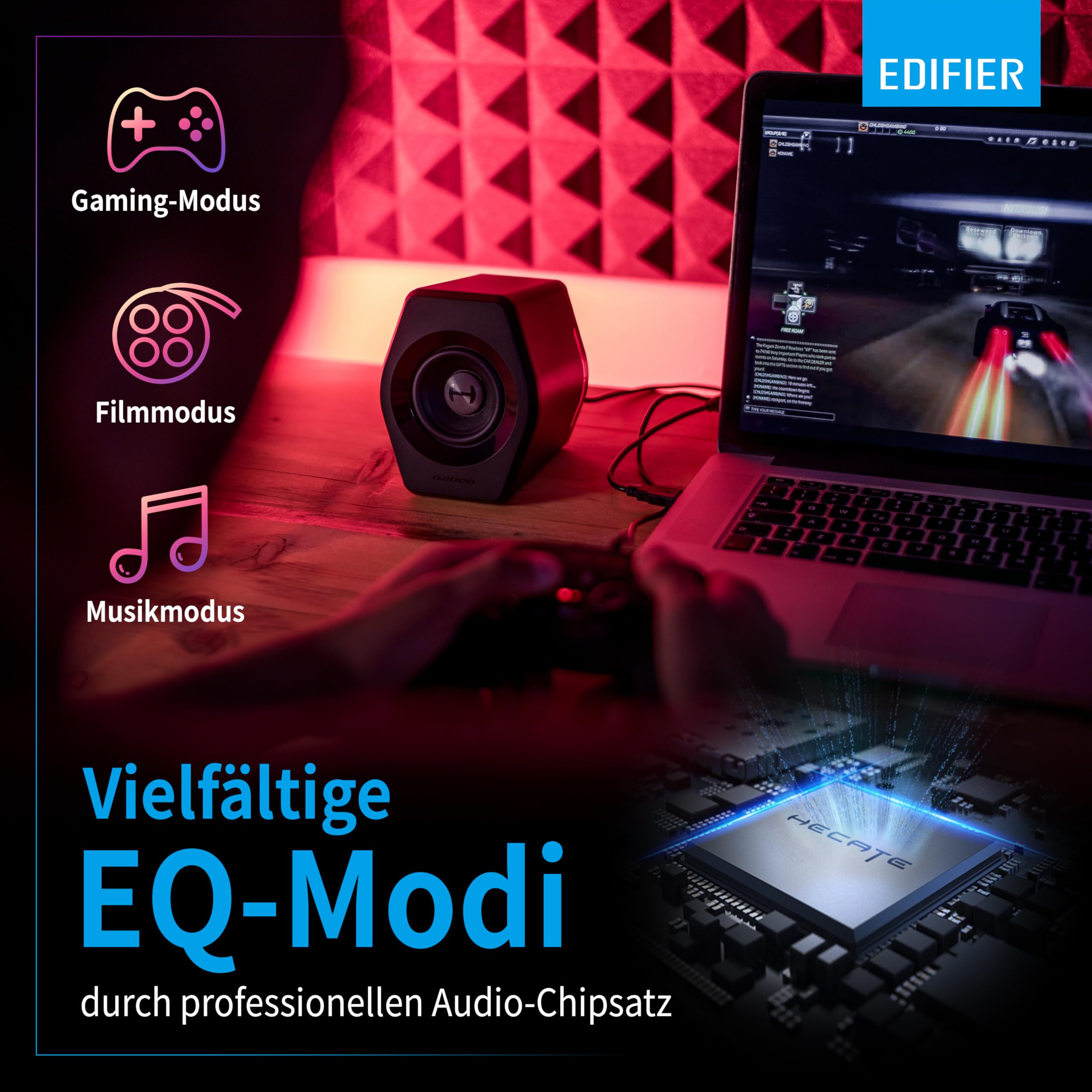 Aktivboxen Edifier G2000 2.0 Bluetooth Gaming RGB schwarz