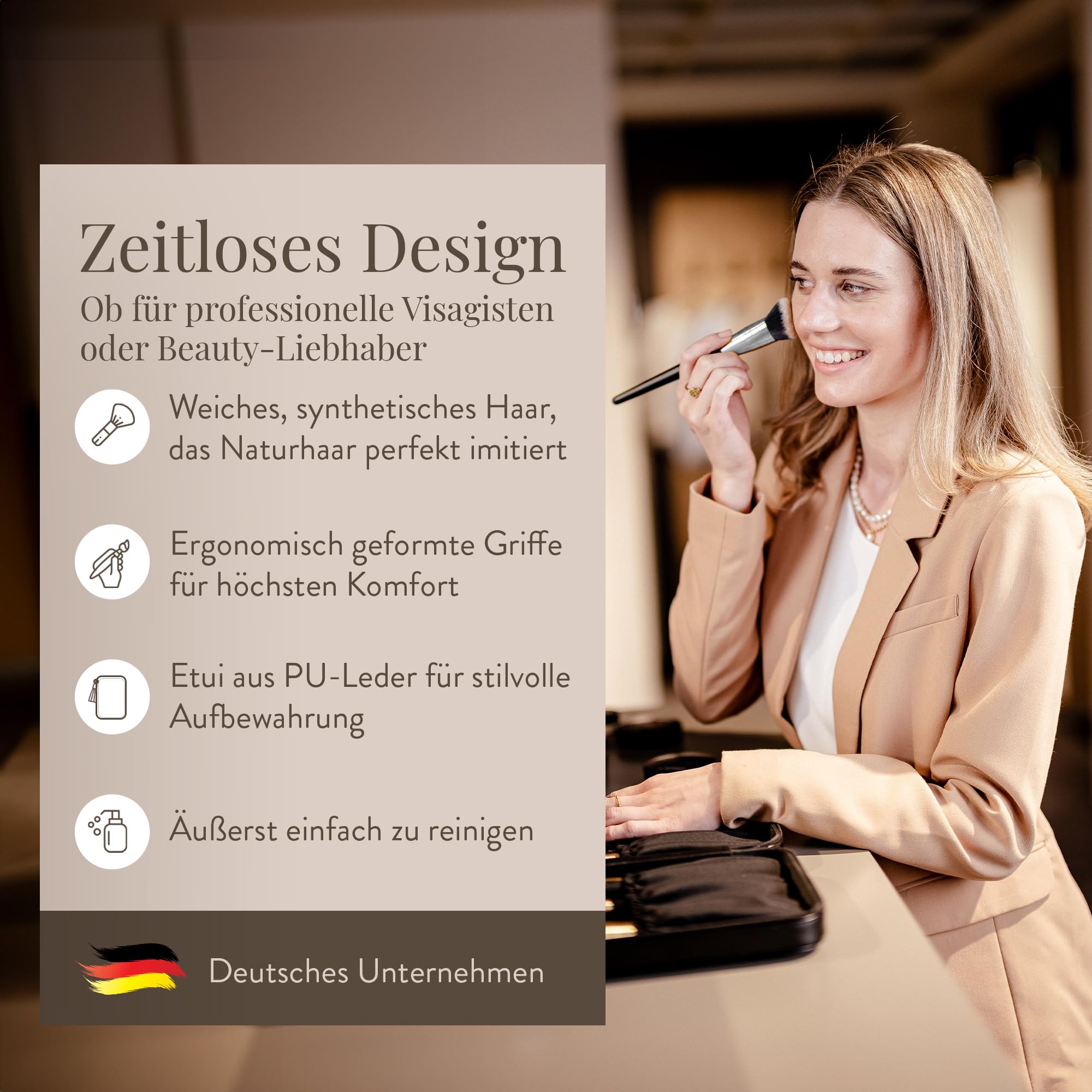 Luxuriöses Make Up Pinsel Set mit Etui [18-Pinsel] - Schminkpinsel Kosmetikpinsel Gesichtspinsel Augenpinsel Lidschattenpinsel Puderpinsel Foundation Highlight Concealer Contouring | Geschenkidee