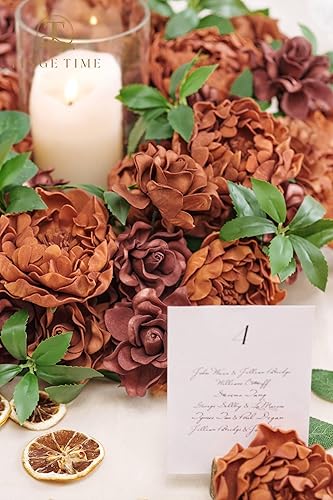 Miniatura 5 de TINGE TIME Flores de peonía artificiales para decoración de aspecto real, 16 piezas de flores falsas blancas con tallo para ramos de boda,