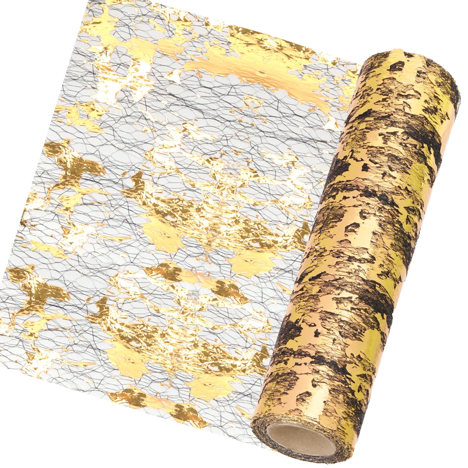 Wokape 1 Roll 11 In x 28.5 Ft Sequin Glitter Metallic Foil Table Runner Metallic Foil Table Decorations for Wedding, Birthday, Party, Christmas, Thanksgiving, Valentine(Black-Gold)