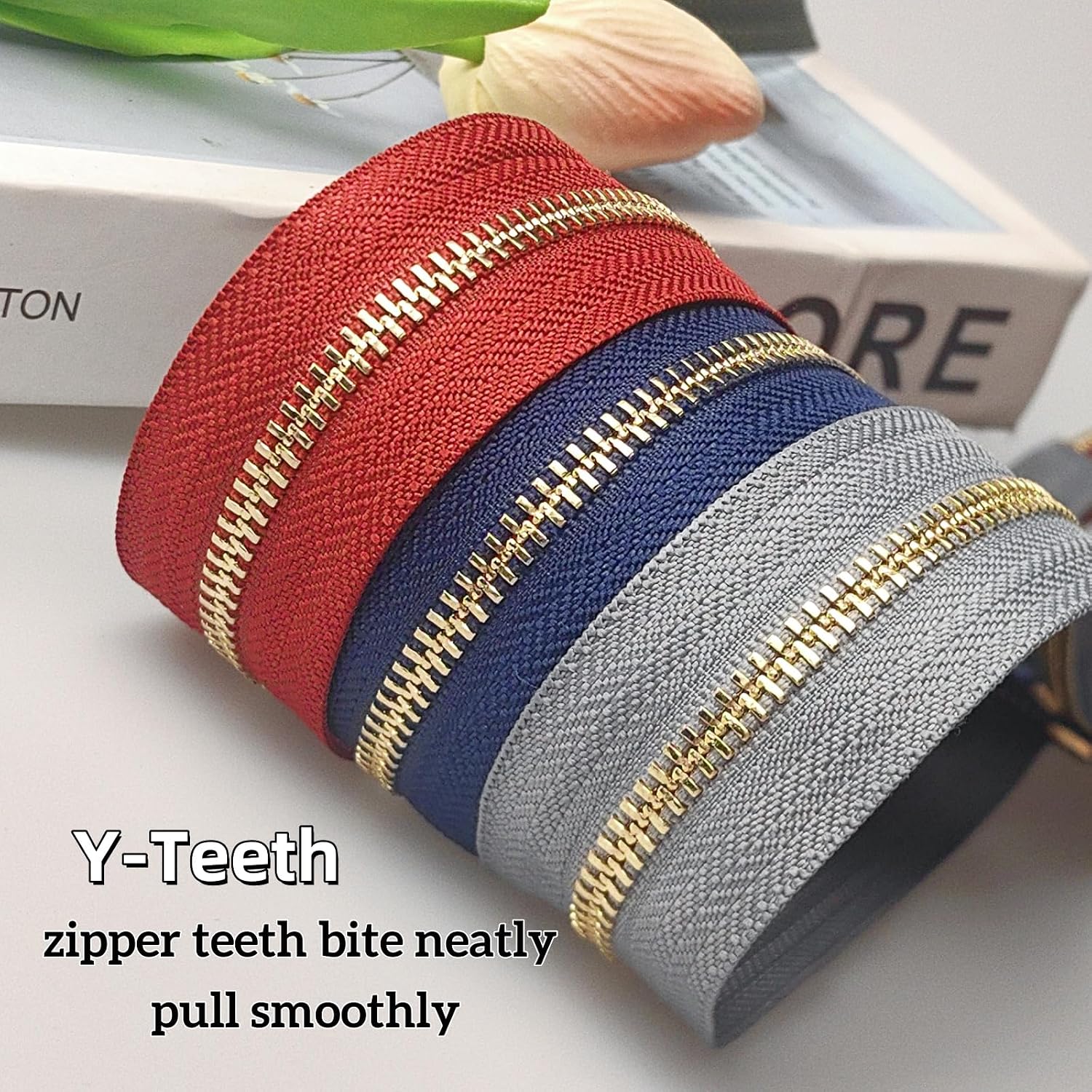 Wonesifee Gold Metal Zippers 8pcs #5Separating Zippers Bulk Multicolor Y-Teeth Golden Open end Heavy Duty zips for Sewing Clothing Parka Down Jacket Outerwear Coat DIY Purses Bags (8Colors, 16"-8Pcs)