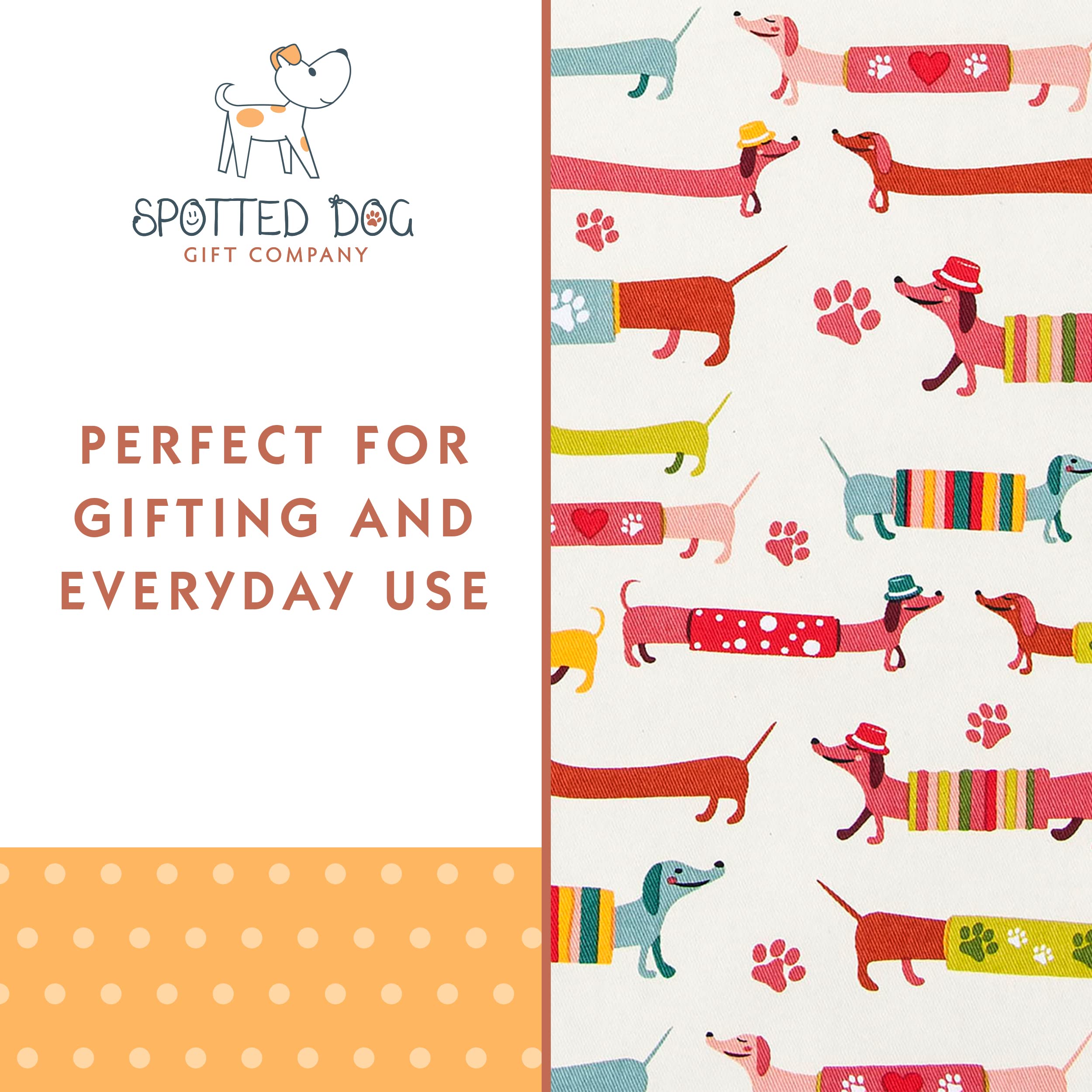 SPOTTED DOG GIFT COMPANY Set 2 Strofinacci Cucina Cotone 100% 50x70cm, Canovacci Assorbenti Lavabili, Asciugapiatti con Bassotto, Regali per Amanti dei Cani (Confezione da 2)
