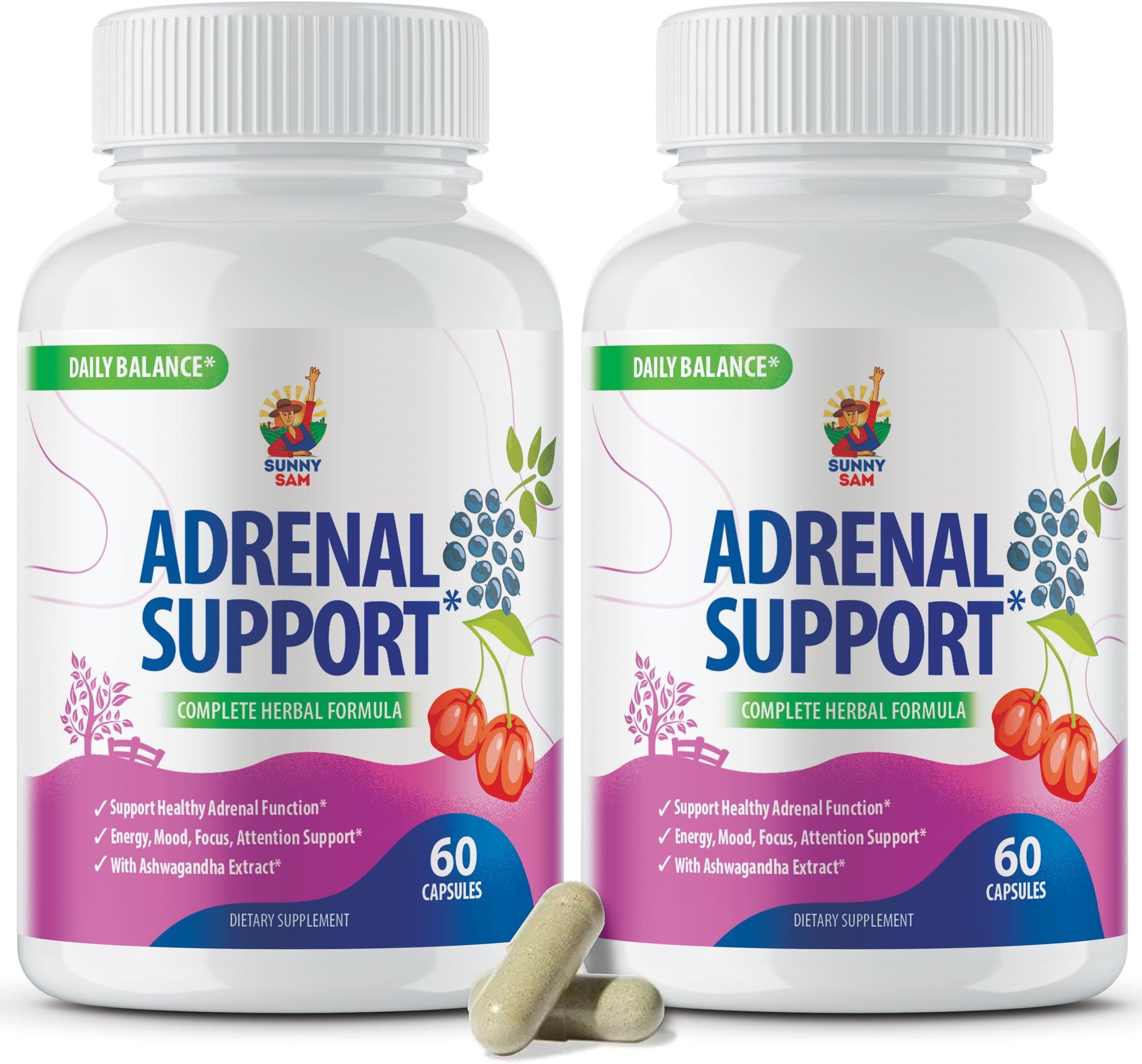 SUNNY SAM Adrenal Cortex Support Supplements for Cortisol Management - Supports Cortisol, Energy Levels, and Tension Regulation