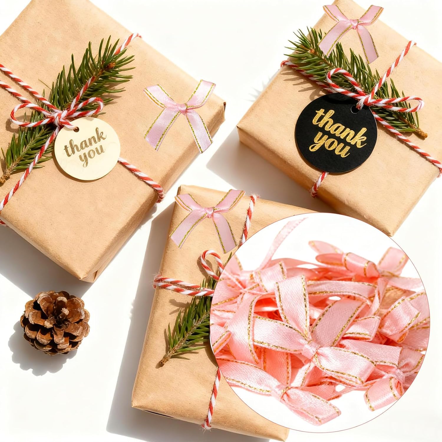 Mini Gift Wrap Bows, 6 Colors (Pink, White, Red, Black, Purple, Blue) Bows Satin Fabric Ribbons for Crafts, Birthday Wedding Party Decorations, Christmas, Anniversary, Present Boxes - Image 6