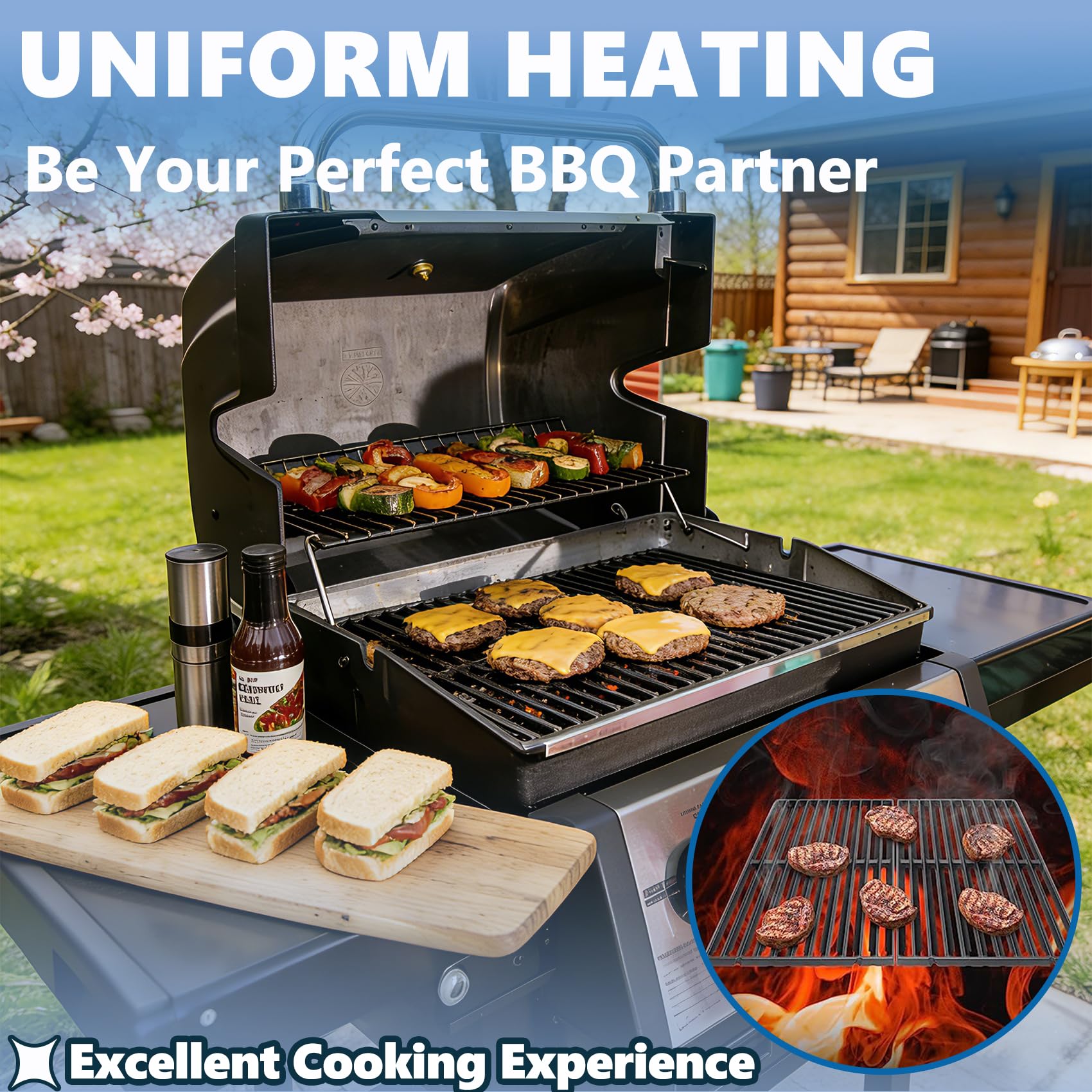 SafBbcue Grillroste Ersatzteile für Broil King 9312-67 9346-54 9346-67 1370-4 1371-4 1372-4 3354-4 1854-4 4411-54 543-74 943-27 Monarch 20 40 cm. -11222 Gusseisen-Gitter | 2 Roste (je 37 x 27 cm) für Broil King Monarch TEC Patio/Sterling II, für Huntingto