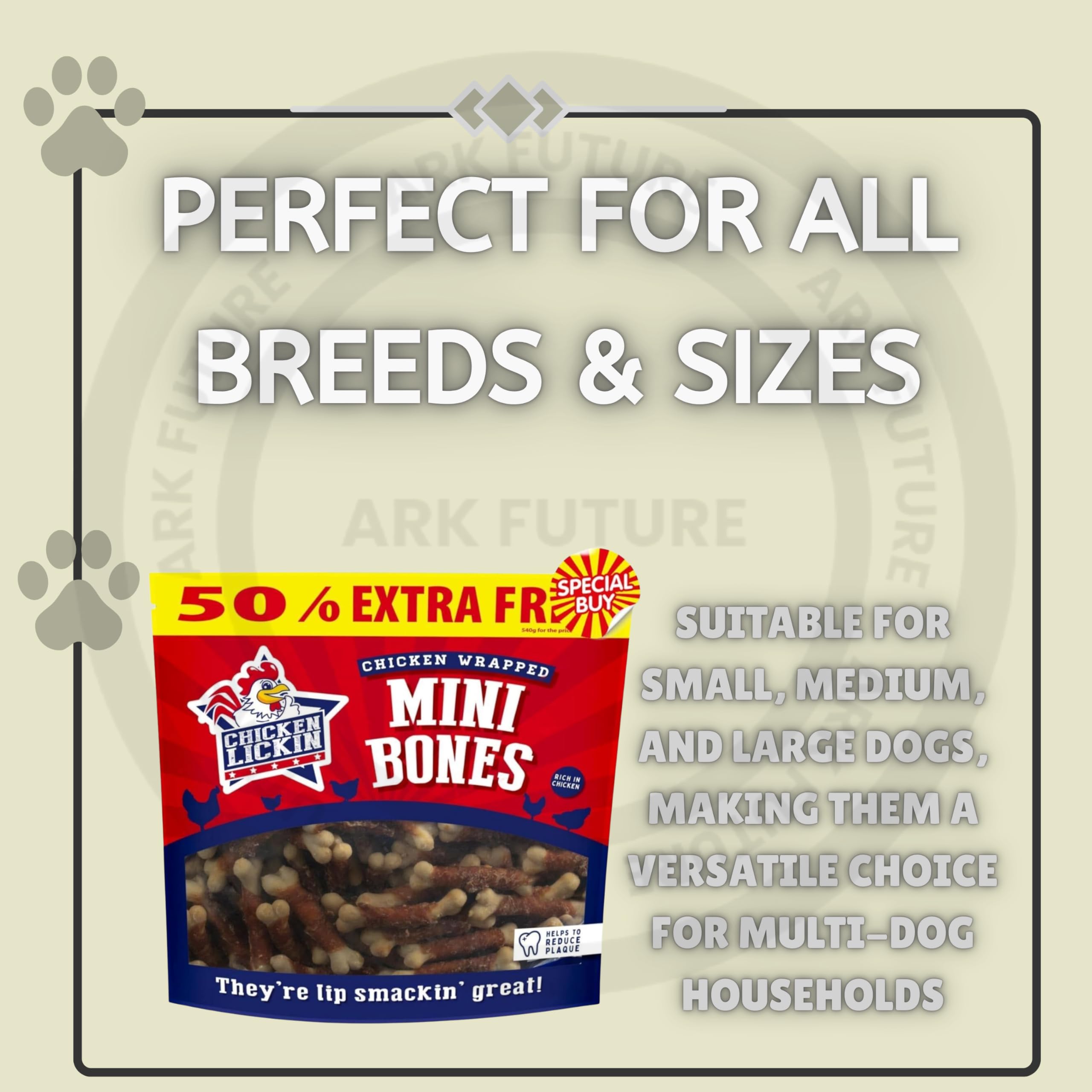 Ark Future Chicken Wrapped Mini Bones Dog Treats for Dogs, 540g Pack, Rich in Chicken, Low Fat, Helps Reduce Plaque - Image 3