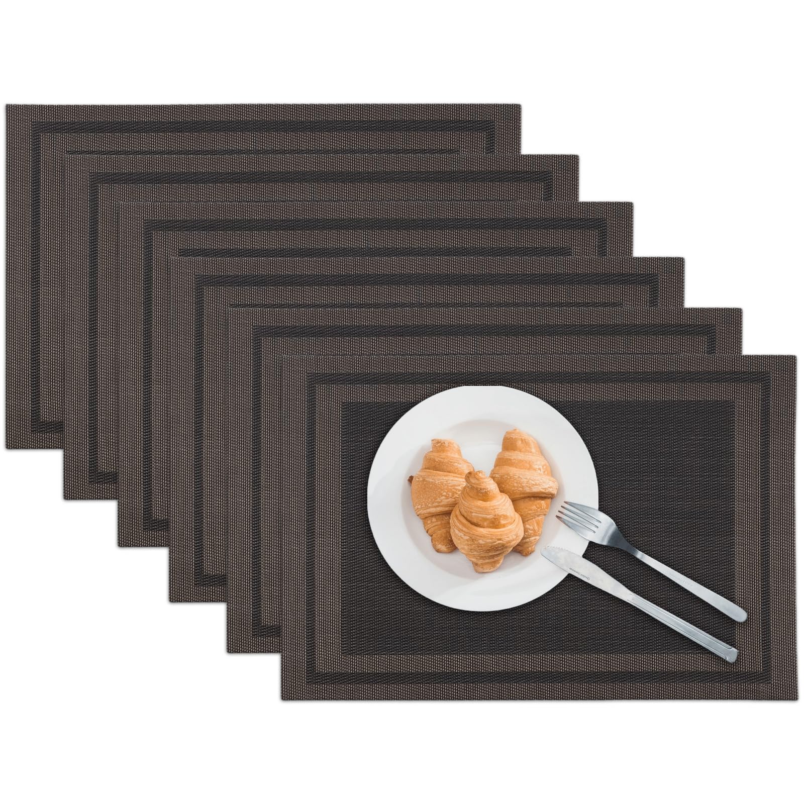 marysgift Place Mats for Table 6 Grey Placemats Heat Resistant Non Slip Waterproof Wipeable Washable Placemat for Home Restaurant Hotel Kitchen Party Light Gray
