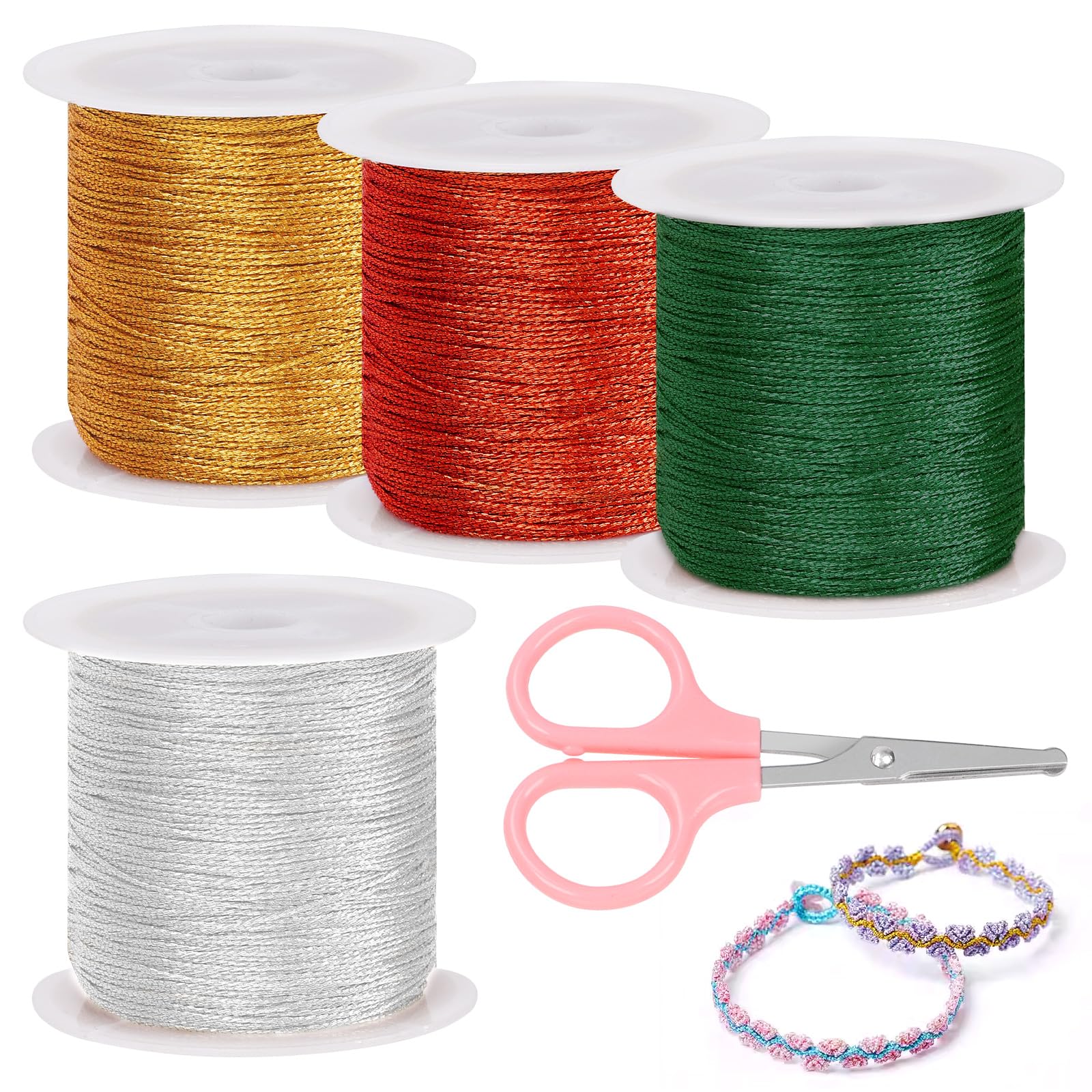 Cimeton 5Pcs Metallic Cord Tinsel Rope Set with Scissor, 4 Colors ...