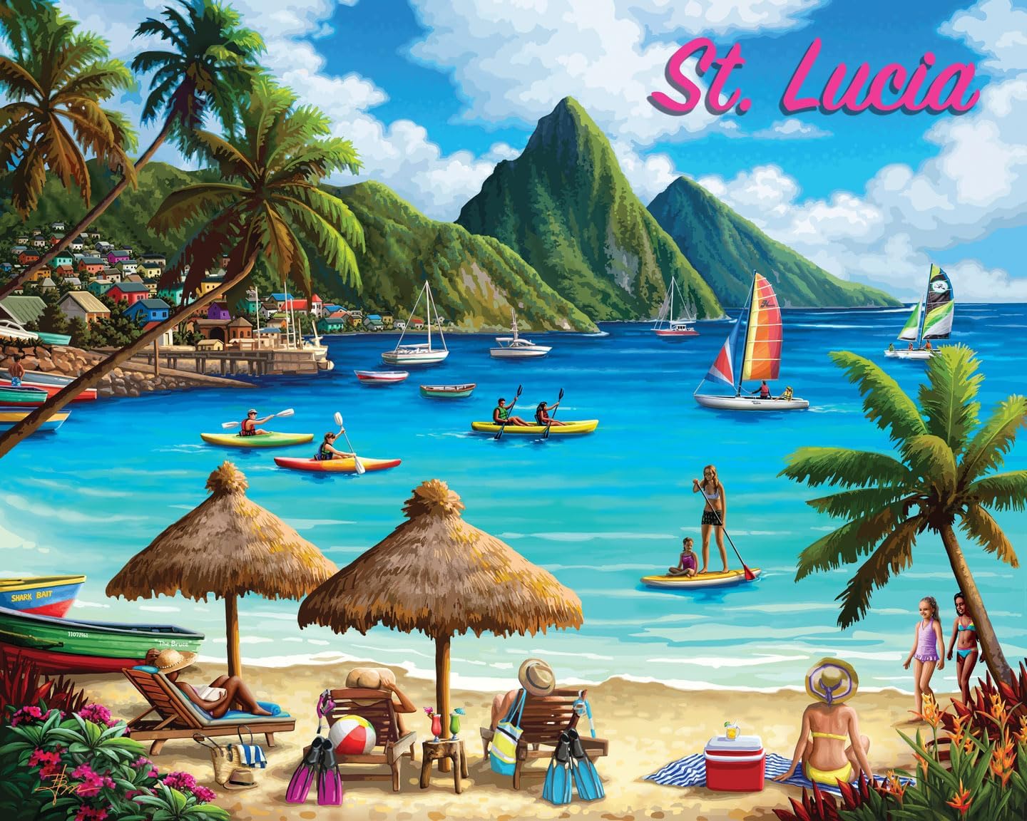 St. Lucia by Boardwalk - 500 Piece Jigsaw Puzzle for Adults, Made in USA