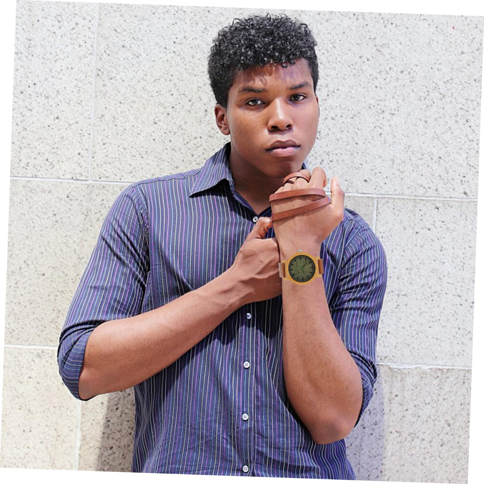 SHERCHPRY Reloj De Madera para Hombre Reloj De Pulsera Artesanal Correa De Cuero Genuino y Movimiento De Cuarzo para Uso Diario y Formal Hecho Mano De Bambú y Madera Verawood