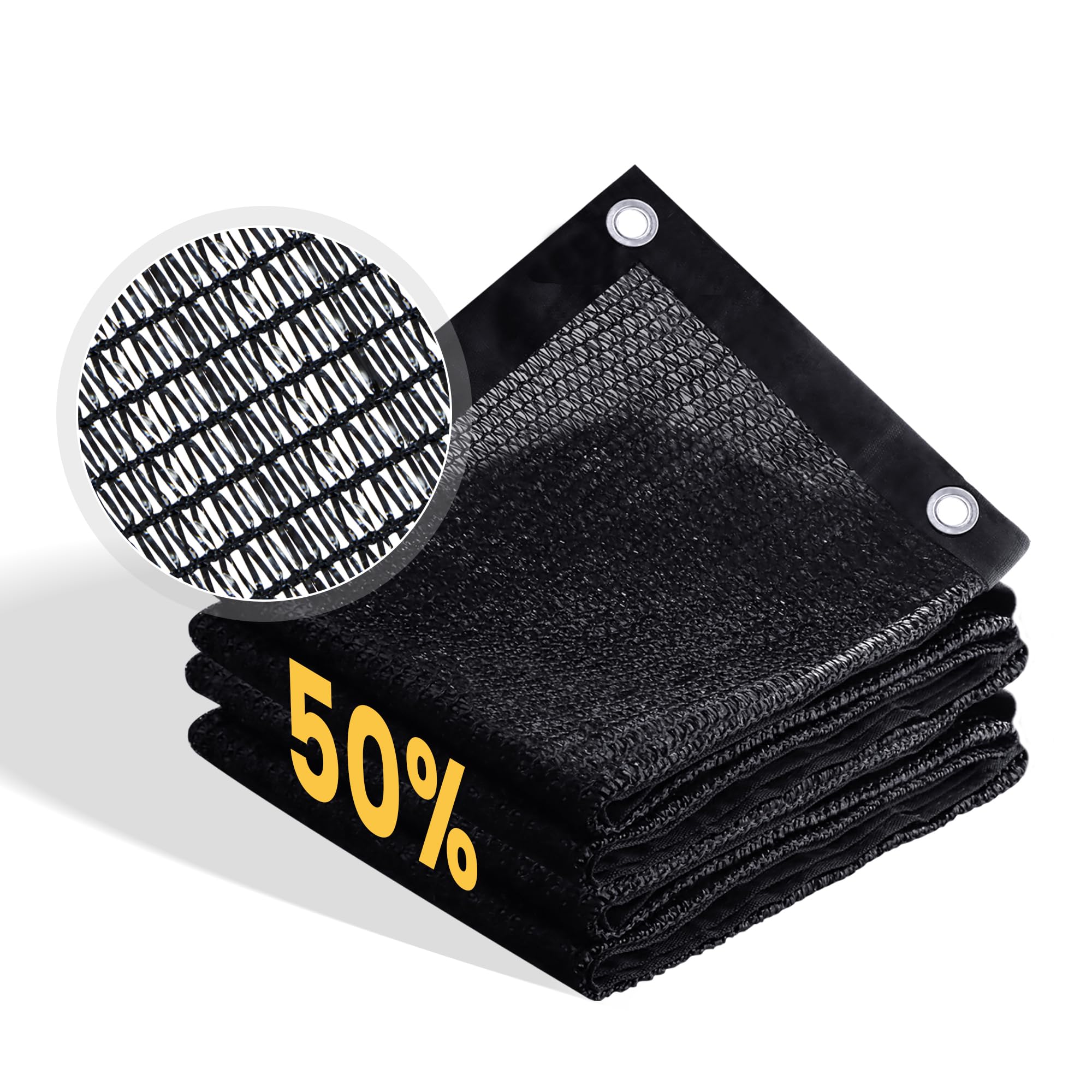 VICLLAX 50% Shade Cloth, 5x8FT Durable Black Mesh Trap with Every 3 FT Grommet, Sun Shade Fabric Netting for for Plants Cover, Greenhouse, Chicken Coop, Barn Kennel, Garden Patio