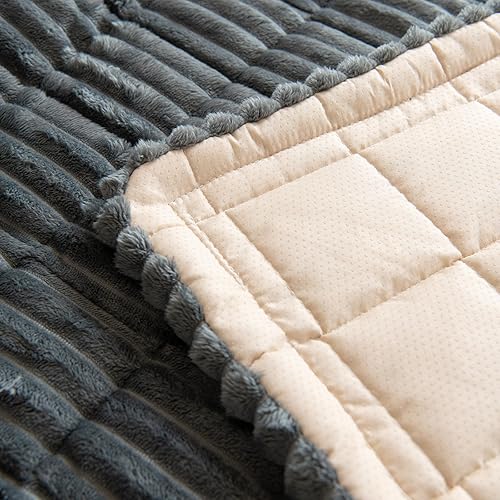 Miniatura 84 de vctops Funda de Sofá a Rayas de Pana Súper Suave Funda de Sofá Seccional Lavable Antideslizante Protector de Muebles para Niños Perros Mascotas, 1