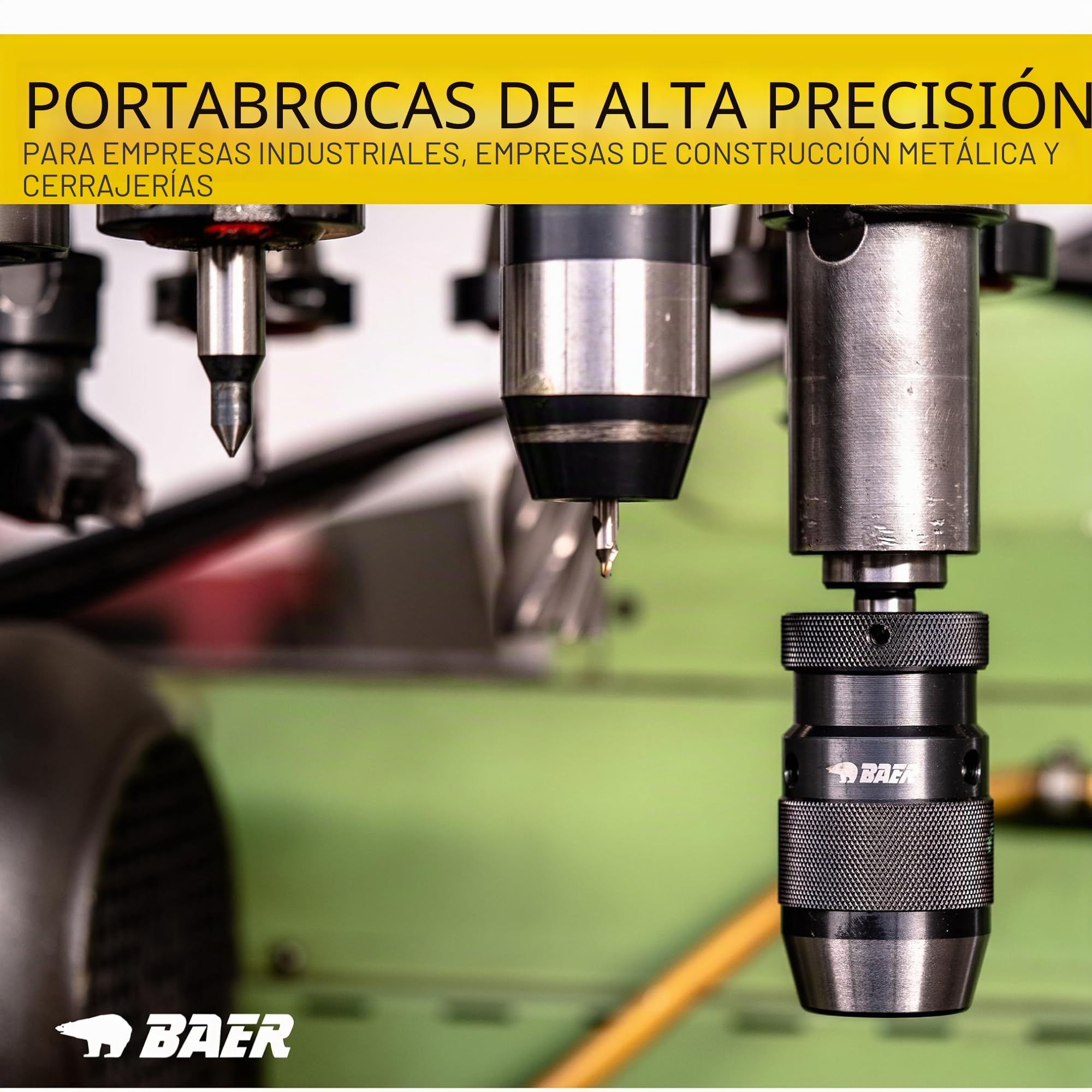 BaerCoil Portabrocas con accesorio de mandril cónico de 0,2 a 16 mm - Portabrocas sin llave - Taladro percutor - Cabezal de taladro - Incluye: Dr, llave hexagonal, portabrocas sin llave