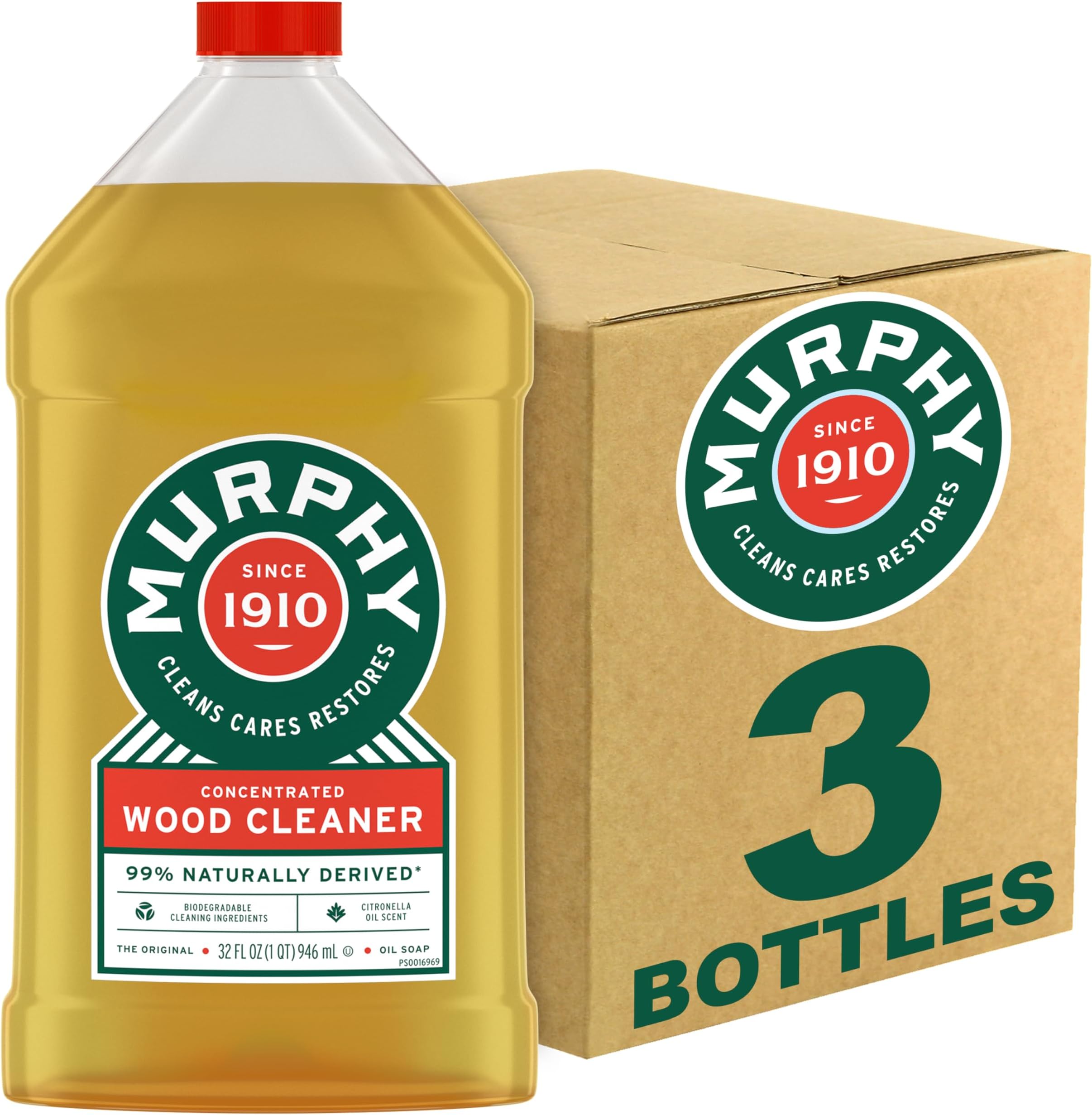 Murphy's Oil Soap Wood Cleaner, Concentrated Original, 946 ml / 32 Fl. Oz - 3 Packs
