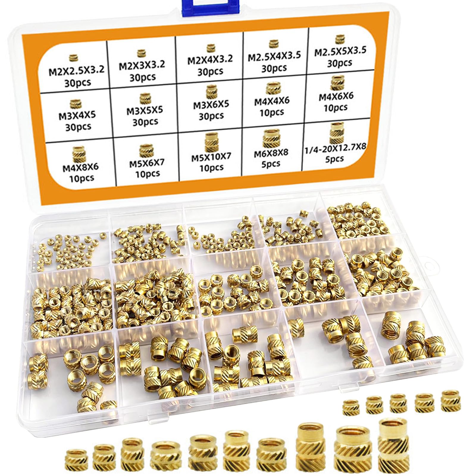 300Pcs Threaded Inserts, Hot Melt Injection Embedment Nut,Brass Heat Set Insert