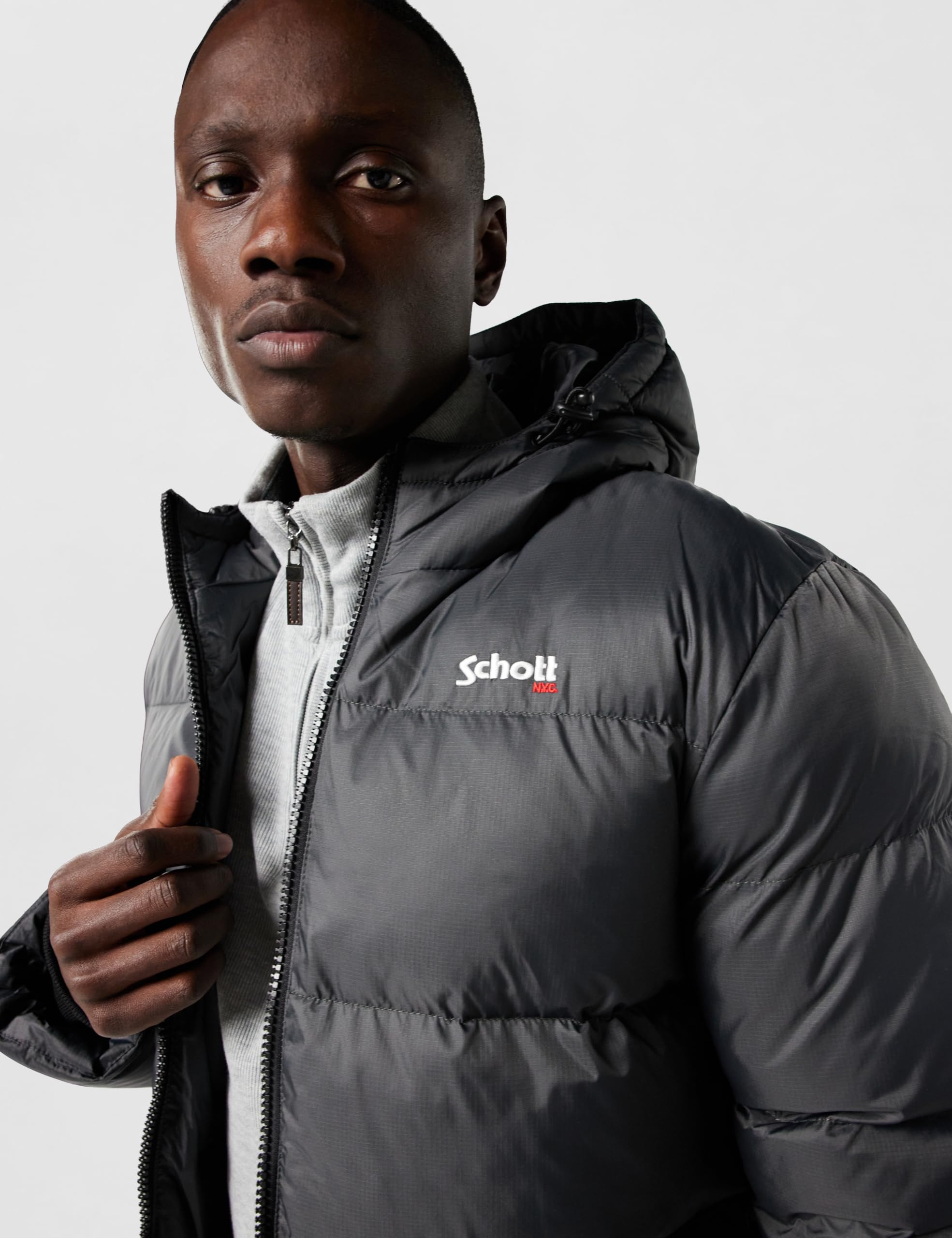 Schott NYC Idaho2 Piumino con Cappuccio con Cerniera Unisex - Adulto (Pacco da 1)
