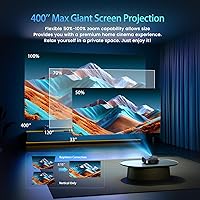 Vista 3 de [Compatible con Netflix/alto brillo] Proyector inteligente con WiFi 6 y Bluetooth 5.3, proyector de películas para exteriores 4K con Prime