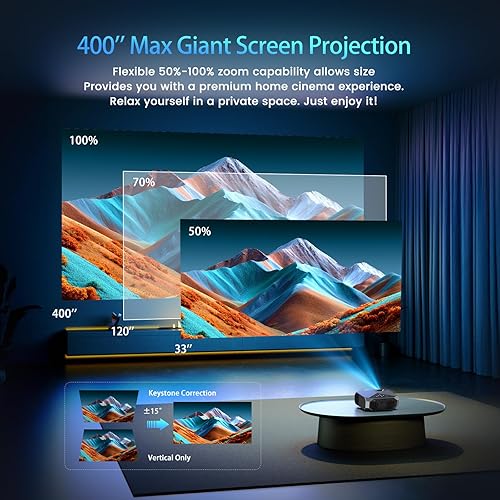 Miniatura 3 de [Netflix oficialmente/alto brillo] Proyector inteligente con WiFi 6 y Bluetooth 5.3, proyector de películas para exteriores 4K con NETFLIX/Prime