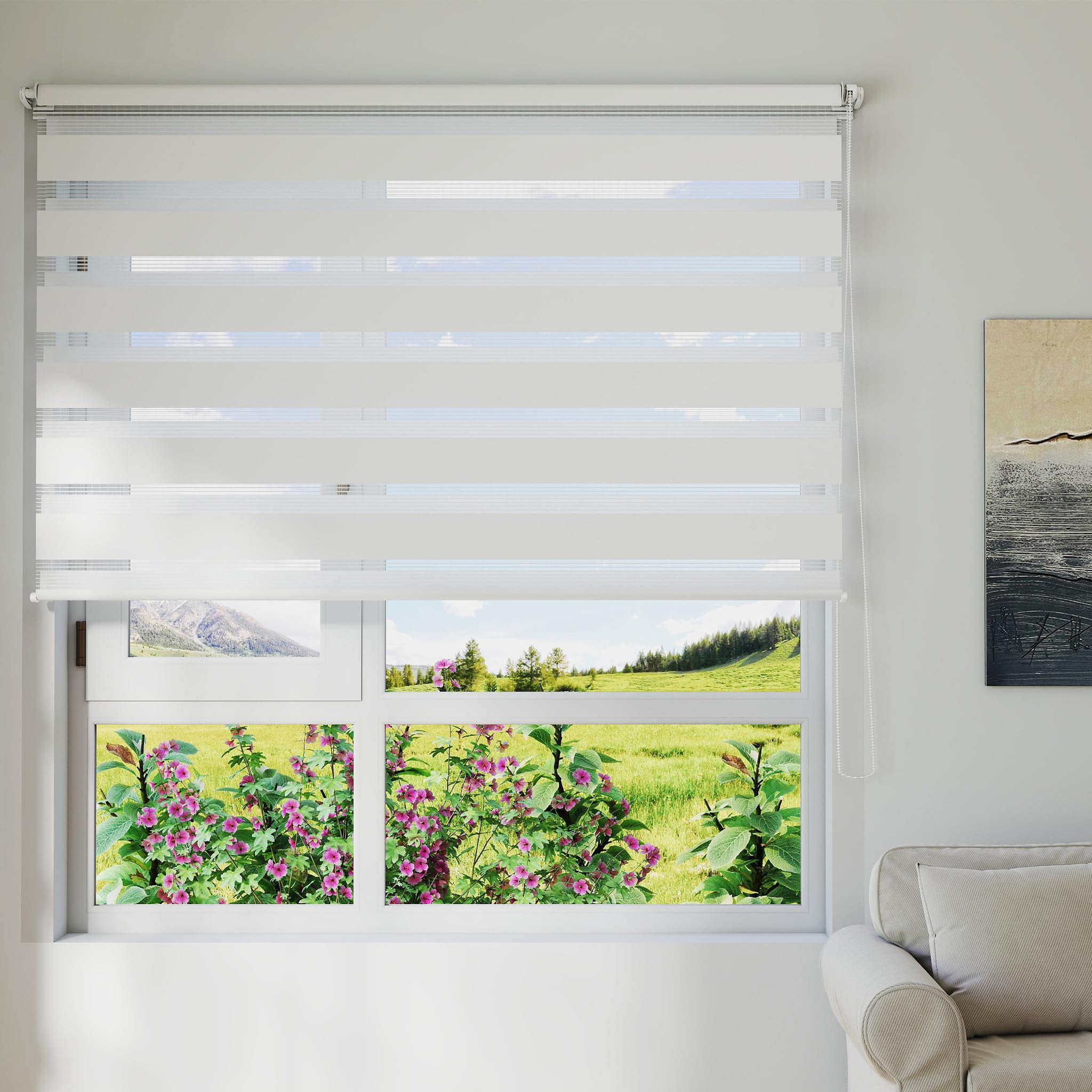 YRHome Klemmfix - Store enrouleur double - Sans perçage - 120 x 150 cm (l x H) - Store à fixation latérale - Pour fenêtres et portes - Avec traction latérale - Protection solaire - Protection UV