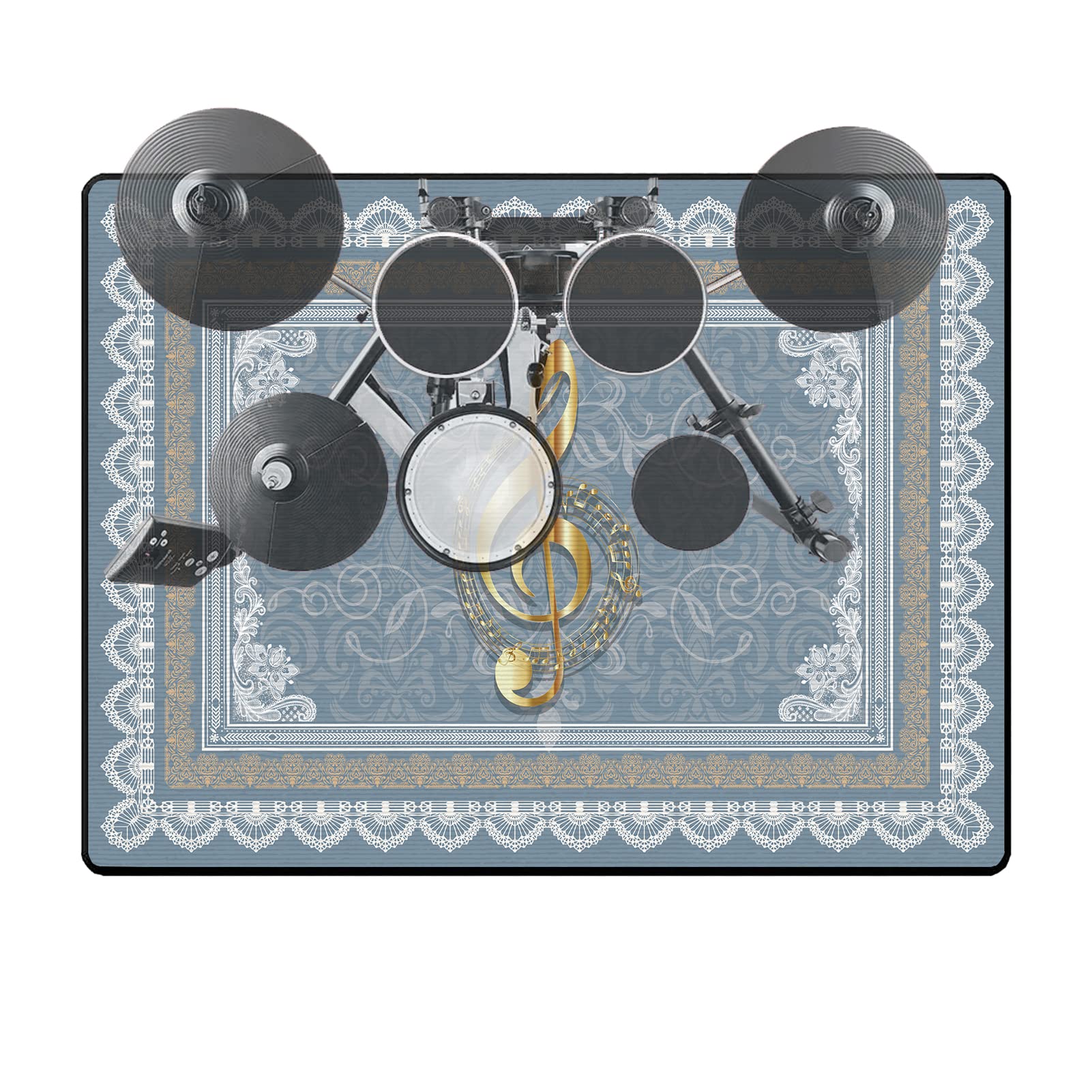 Drum Rug,Drum Mat,Drum Set Carpet,Bedroom Living Room Decor,Soundproof Rug Pads Drum Accessories for Drum Set,Non-Slip Carpet,Great Gift for Drummers,100% Polyester(E,2.6 * 4ft)