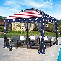 Vista 11 de 11x11 Tienda de campaña desmontable para exteriores con paredes de malla para patio, césped, jardín trasero y terraza, beige