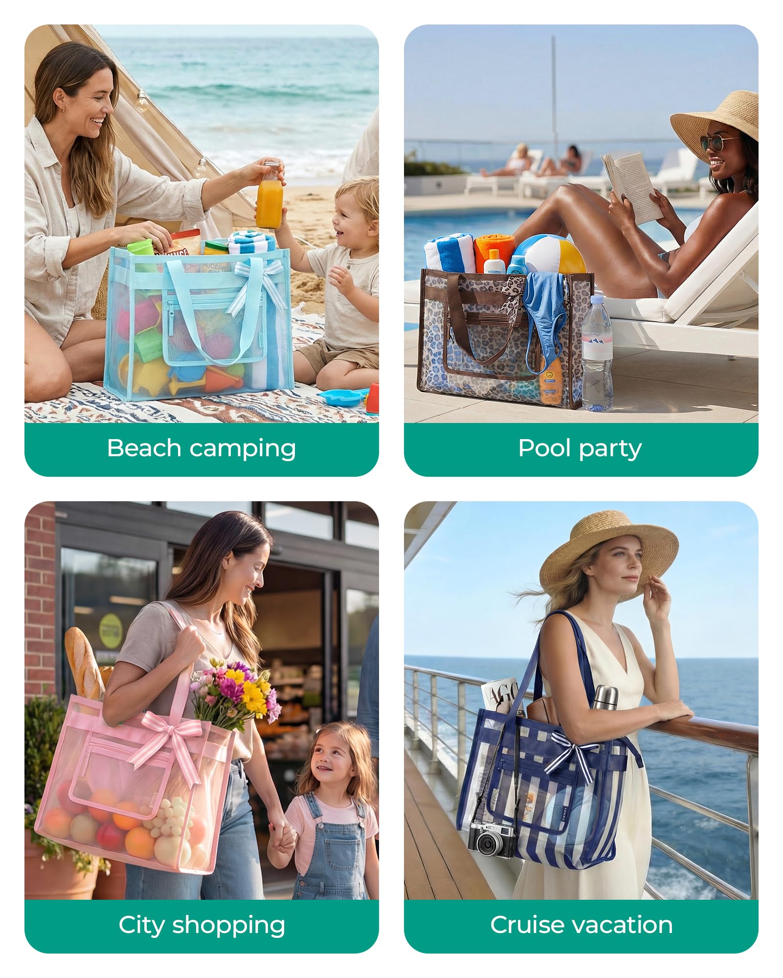 The BAGSMART Mesh Beach Bag offers ample space and convenient features for your next outing.