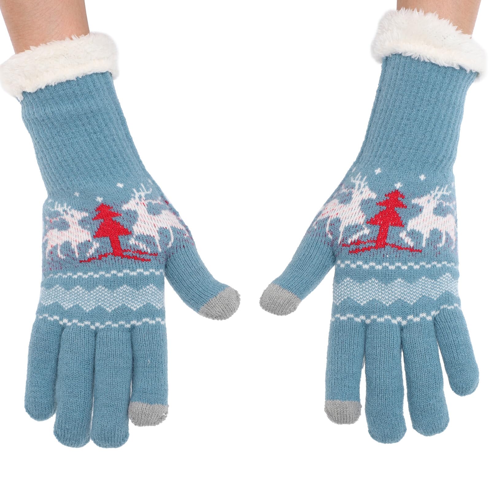 Hemobllo Conjunto de Gorro, Guantes y Bufanda para Mujer Tejido Acrílico Estilo Navideño Cálido para Invierno y Actividades al Aire Libre