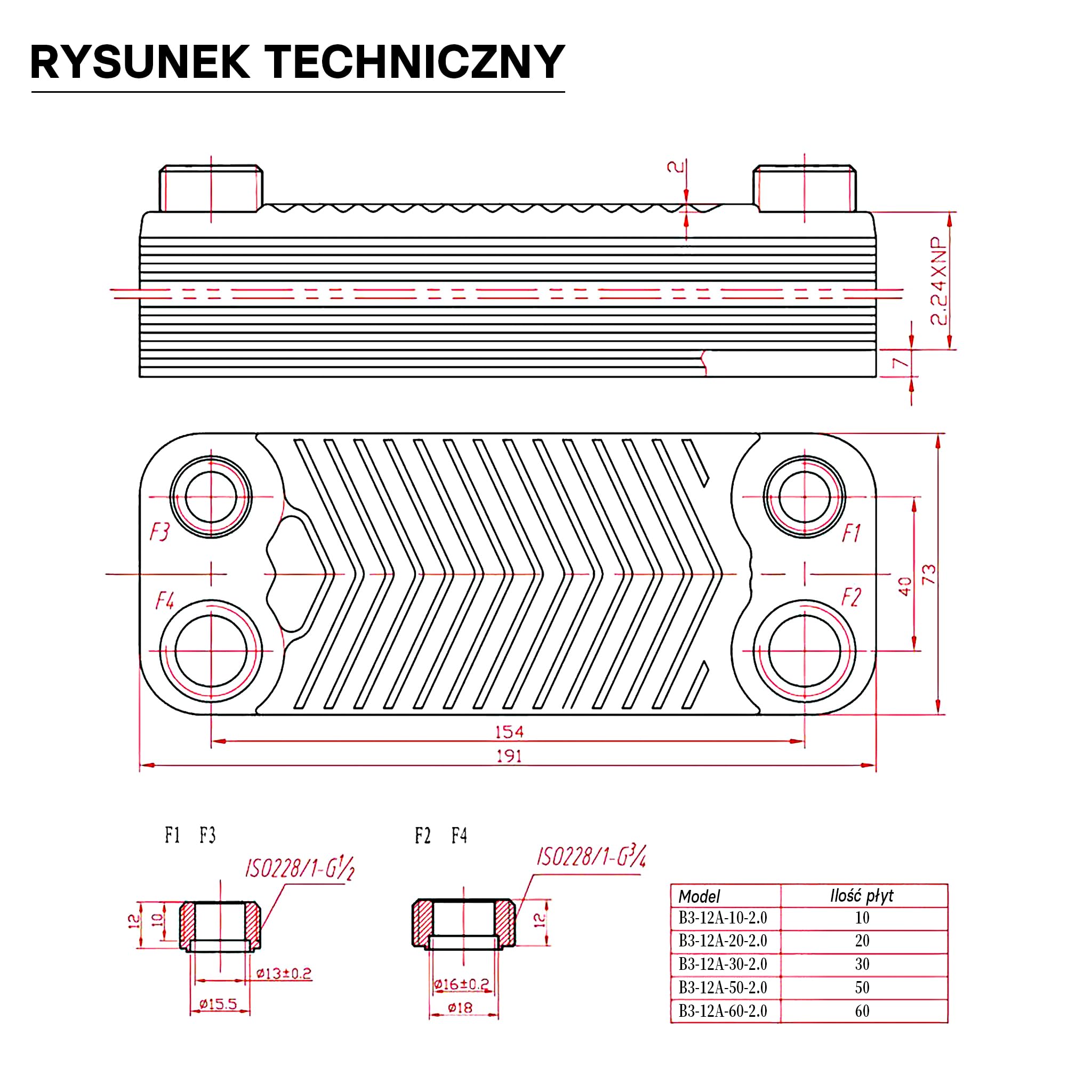 Wiltec Wymiennik płytowy 20 płyt, maks. 44 kW, maks. przepływ 4 m³/h, objętość 0,36 l, ze stali nierdzewnej do przekazywanie ciepła