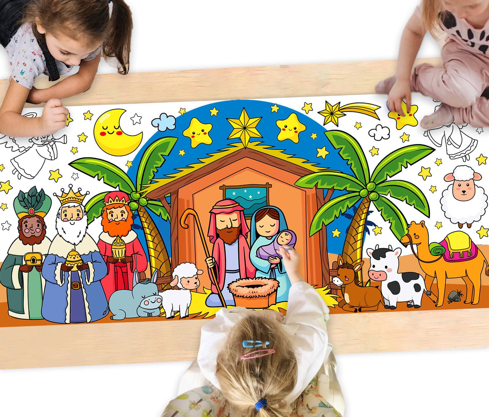 Giant Christmas Gingerbread Coloring Poster With 24 Markers - Jumbo Holiday Activity For Kids
