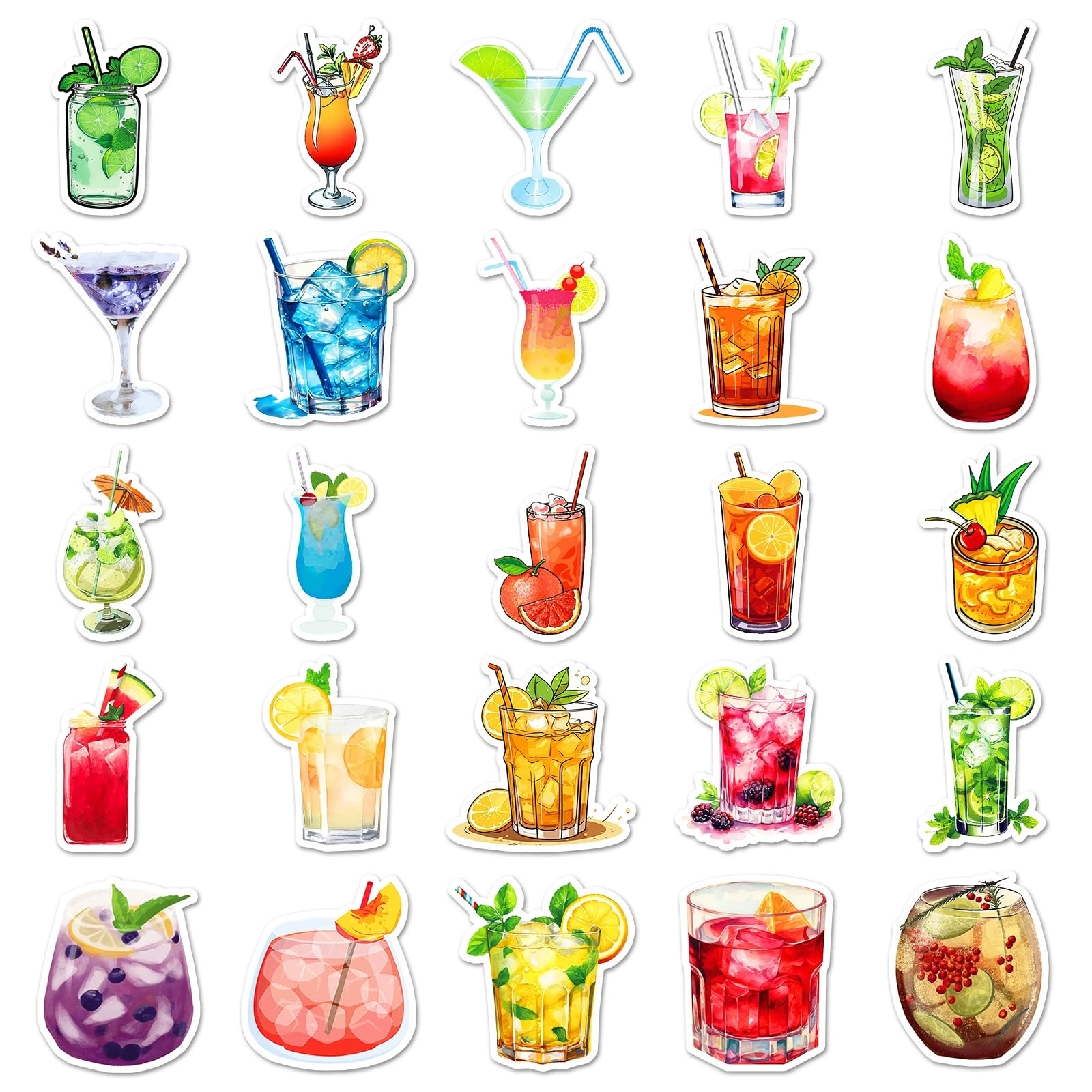 50 Pcs Cocktail Stickers for Water Bottle Waterproof Sticker for Laptop Skateboard Phone Car Decals for Teens Adults for Party Favors Supplies Decor (Cocktail Party Favors Stickers) - Image 3