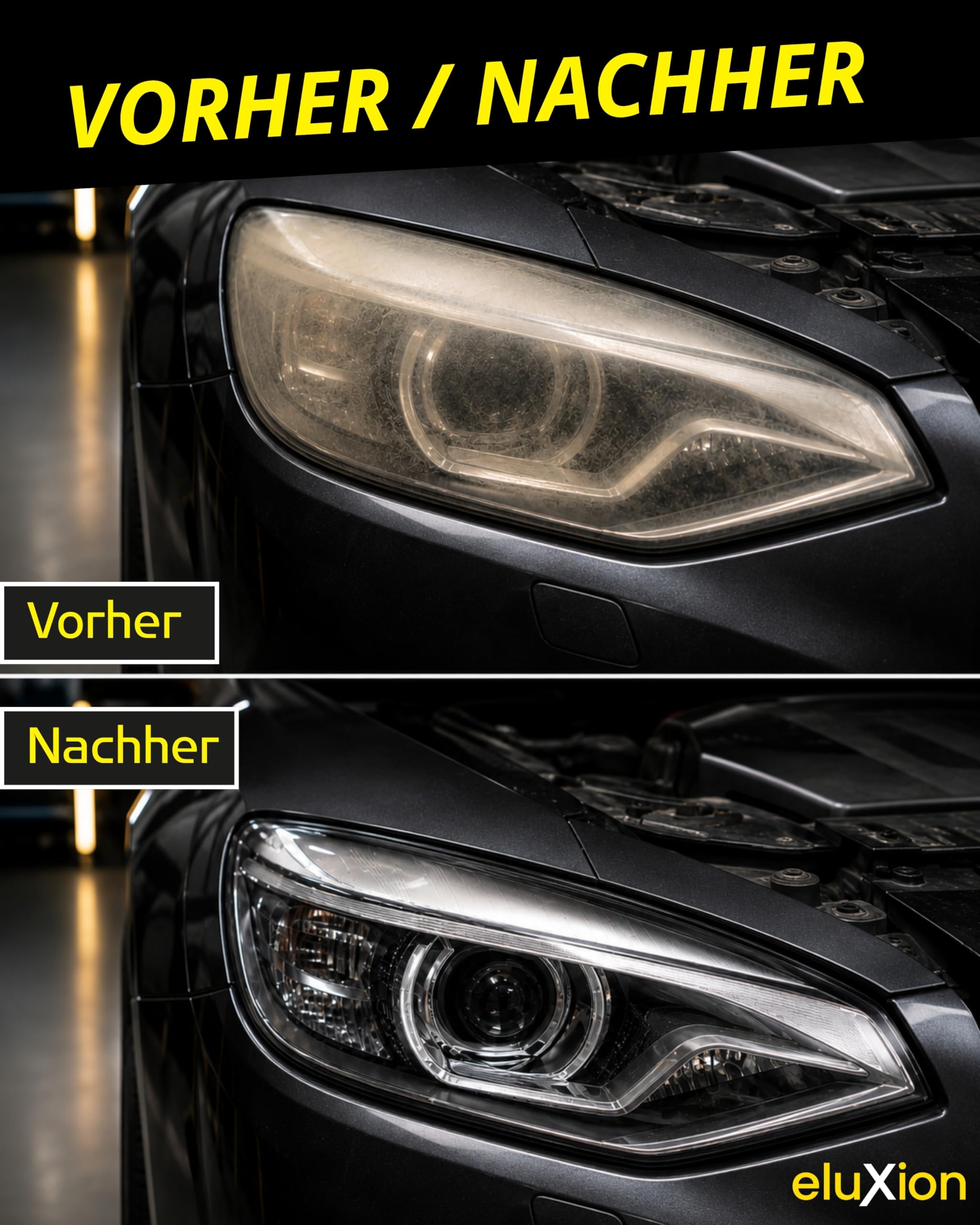 Headlight Restore Kit Pro I Scheinwerfer Aufbereitung Set ohne Maschine I DIY Komplettset mit Spezial-Klarlack-Spray I Nassschleifpapier & Zubehör für Kunststoffscheinwerfer