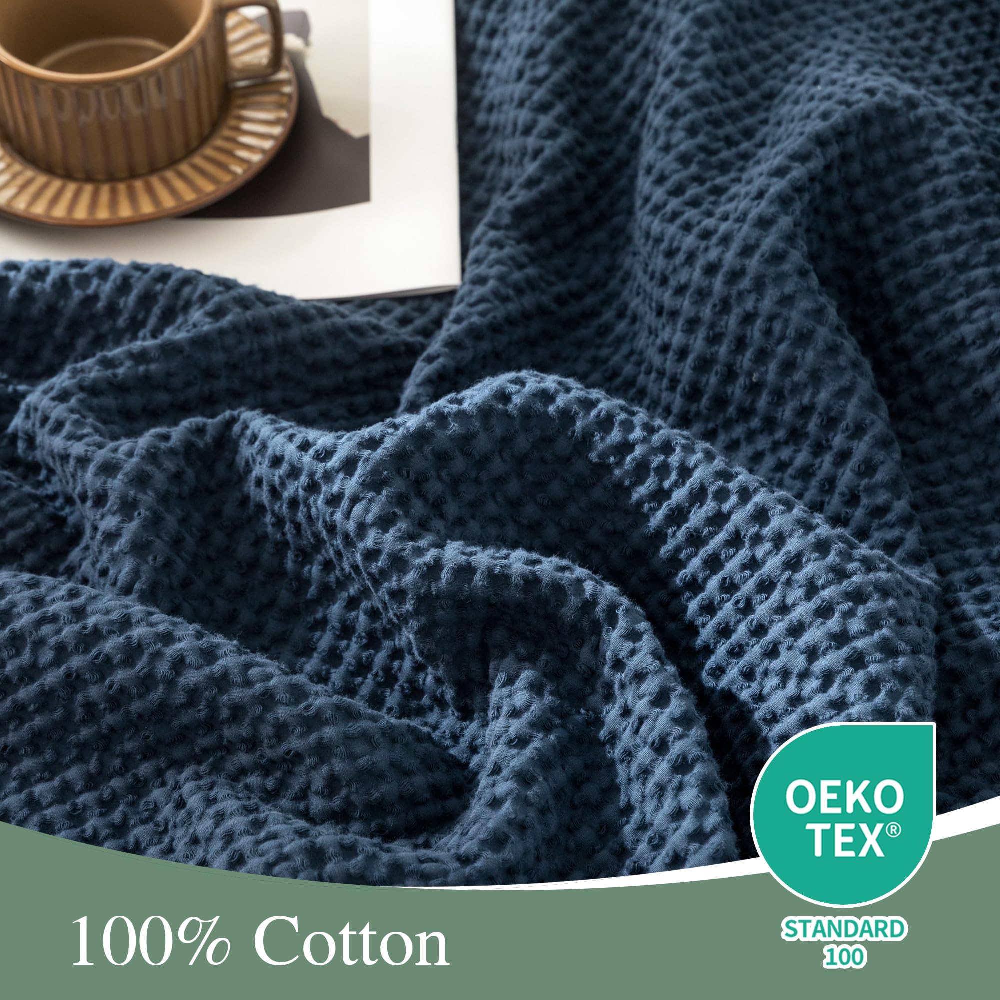 CHUFFED 100% Cotton Waffle Blanket 270x230cm Soft Lightweight Throw Blanket for All Season- Perfect Blanket Layer for Couch Bed Sofa - Image 3
