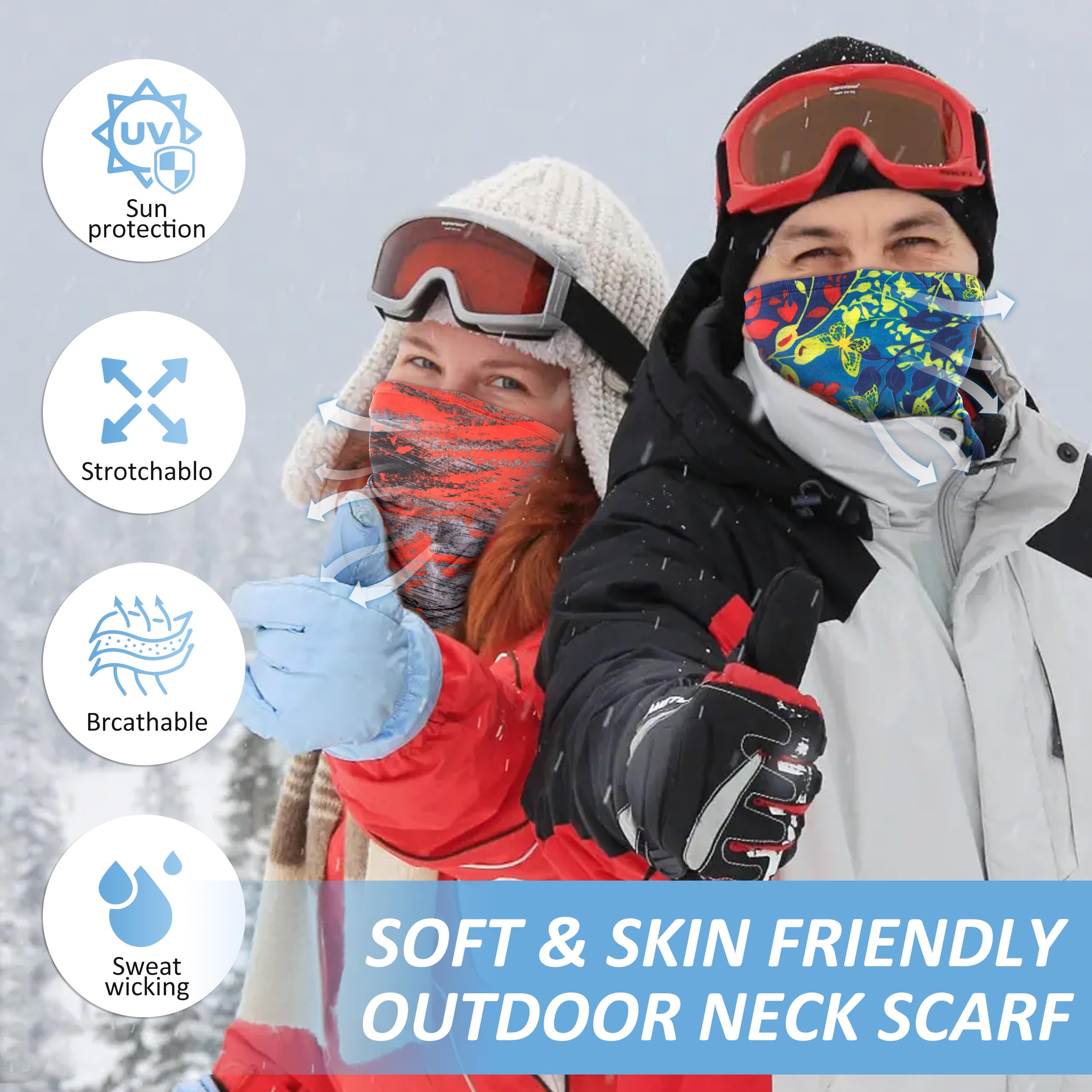 Multifonction Bandana, 12pcs Elastique Tube Bandeaux Couvre-Chef, Echarpe Sport Cheveux Gaiter Balaclava Masque Vent poussière Preuve UV Résidence pour Yoga Cyclisme Randonnée