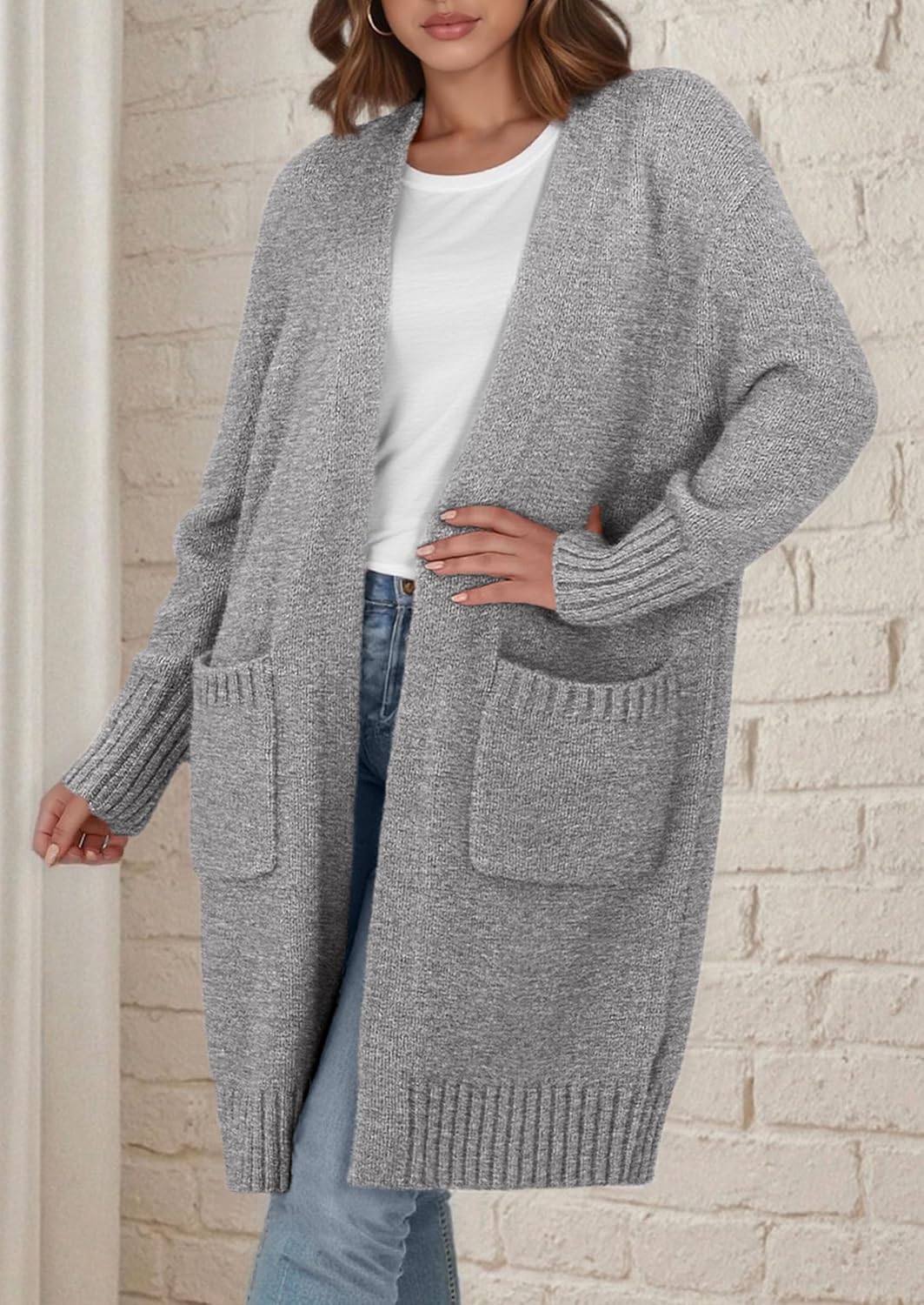 PRETTYGARDEN Fall Long Sleeve Cardigan Sweaters for Women 2026 Trendy Winter Open Front Loose Knitted Cardigans with Pockets - Image 7