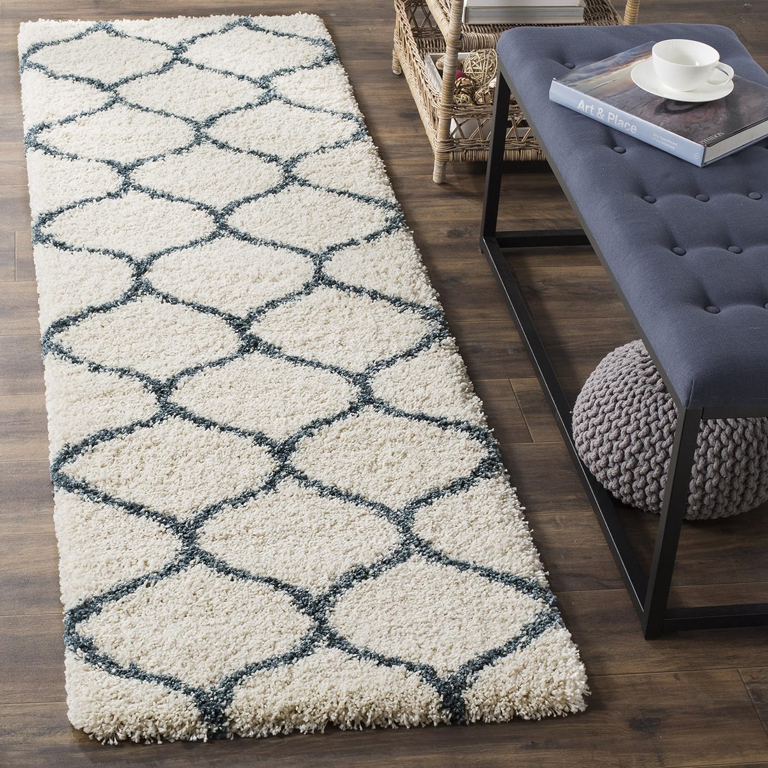 Ellis Stor Furnishing Shaggy Floor Carpets for Living Room, Elegant Bed Side Runner, Modern Carpets for Bedroom, Drawing Room, Carpets for Living Room Etc. Color-(Ivory Blue, 1.5x3 Feet)-image-26