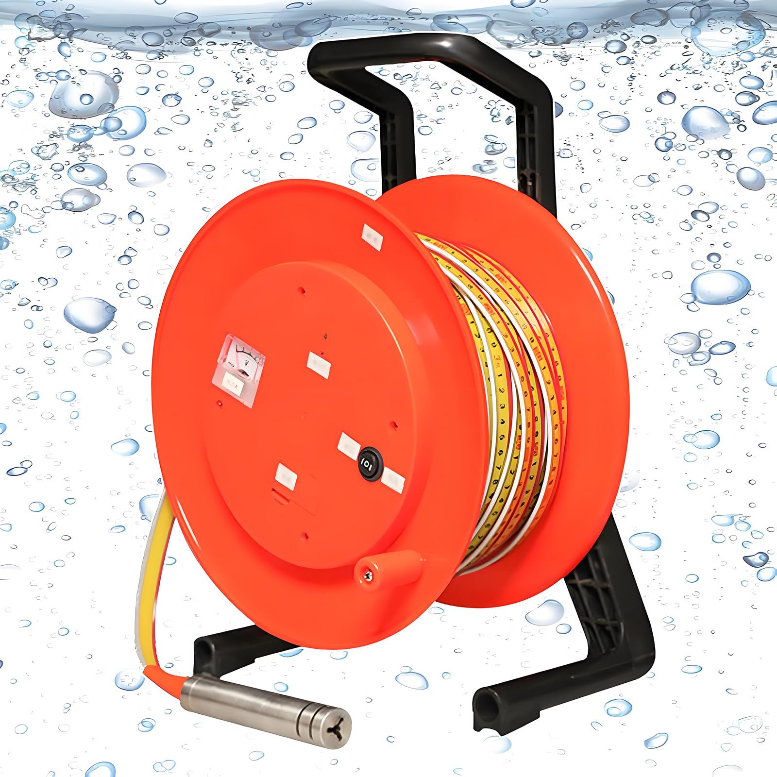 Medidor de nivel de agua, medidor de profundidad para pozos y perforaciones, sonda fija, cinta de medición de acero de 20 m para depósitos y tuberías