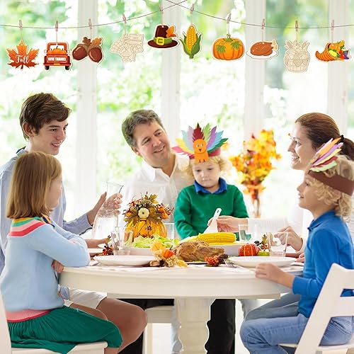 Miniatura 54 de 80 piezas de adornos de madera de primavera para pintar, 8 estilos de adornos de madera sin acabado para bricolaje, cortes en blanco