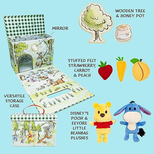 Miniatura 4 de KIDS PREFERRED Disney Baby Winnie The Pooh and Friends Deluxe Take Along Travel Playset de 100 acres Woods Picnic con Pooh y Eeyore Beanbag de felpa