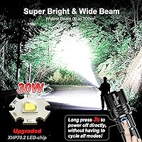 Vista 2 de Linterna 20000 Lúmenes Altos Recargable - Luz LED Flash Súper Brillante de 30W Haz de 5000ft y 12H de Larga Duración USB C Linterna de Policía